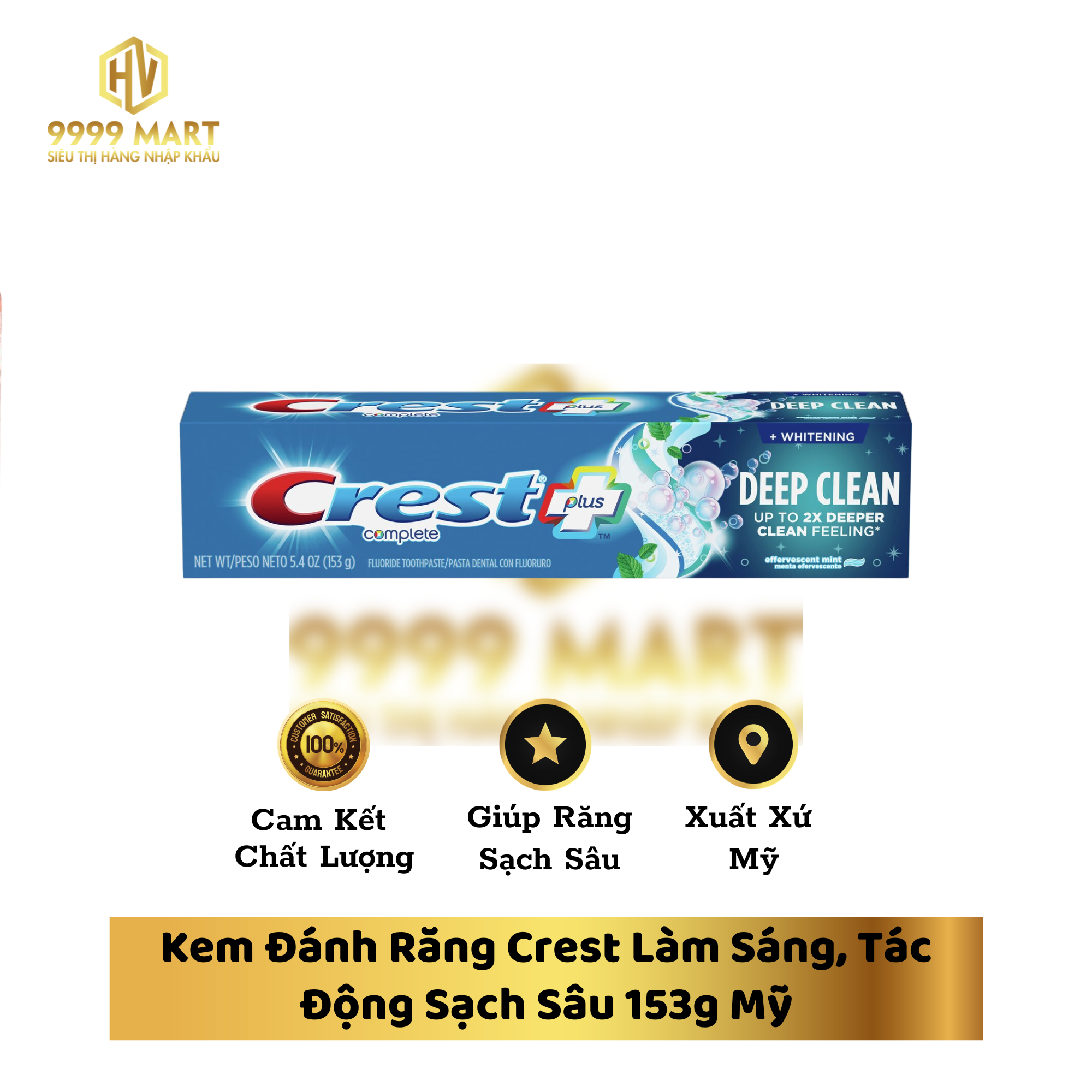 Kem Đánh Răng Crest Làm Sáng, Tác Động Sạch Sâu 153g Mỹ