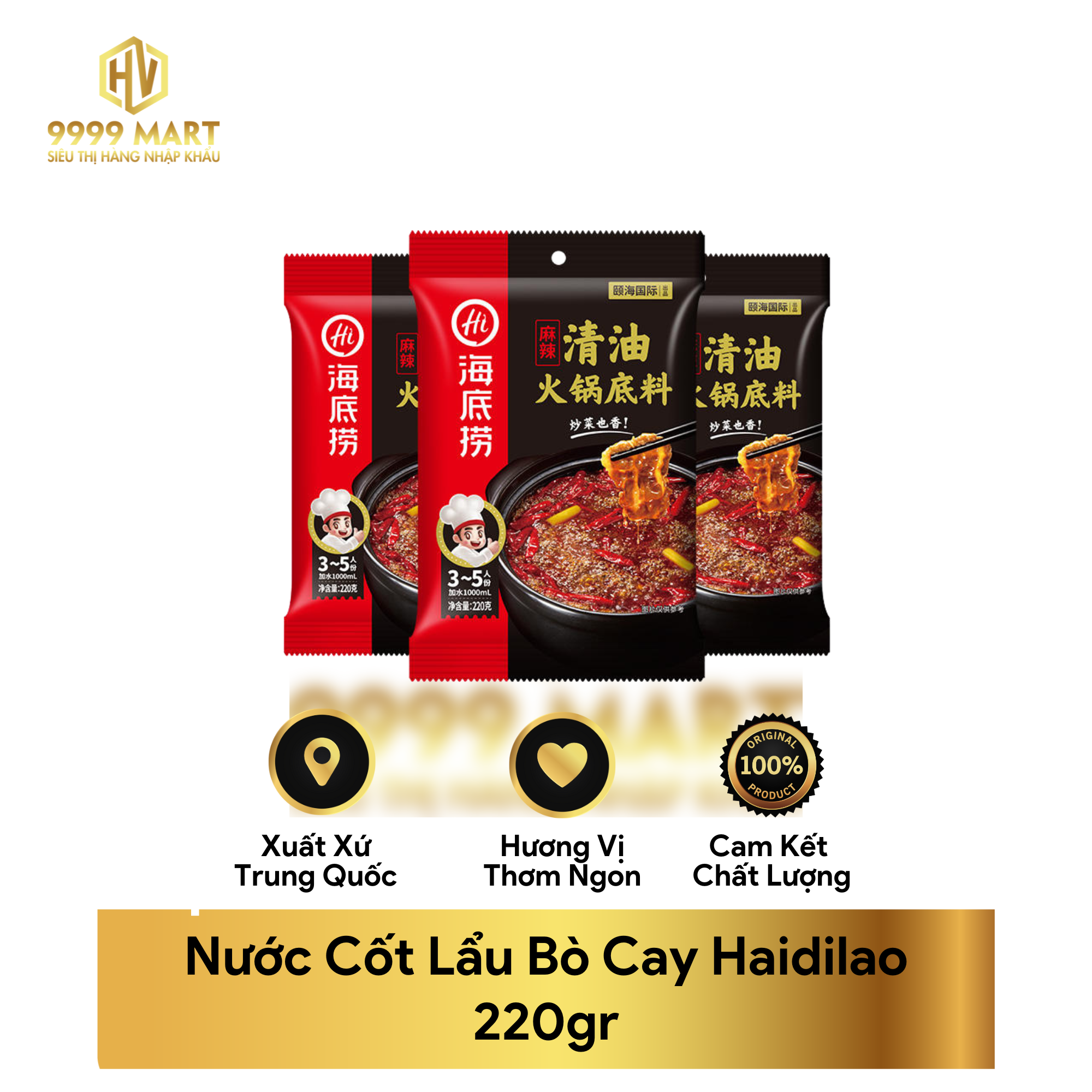 Nước Cốt Lẩu Bò Cay Haidilao 220gr