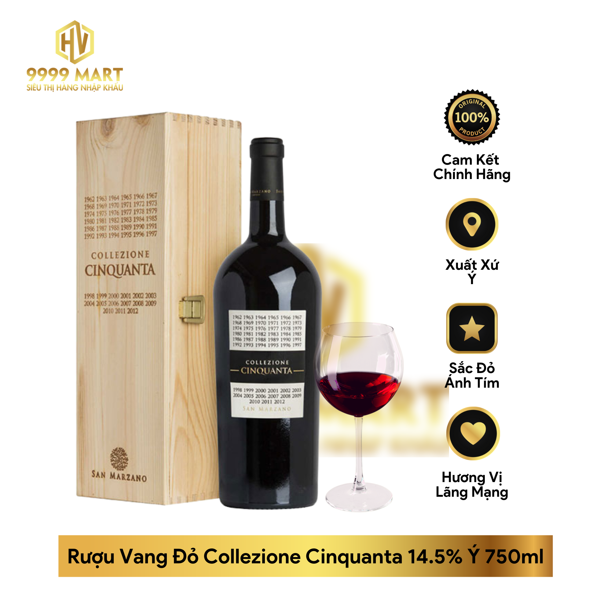 Rượu Vang Đỏ Collezione Cinquanta 15% Ý 750ml