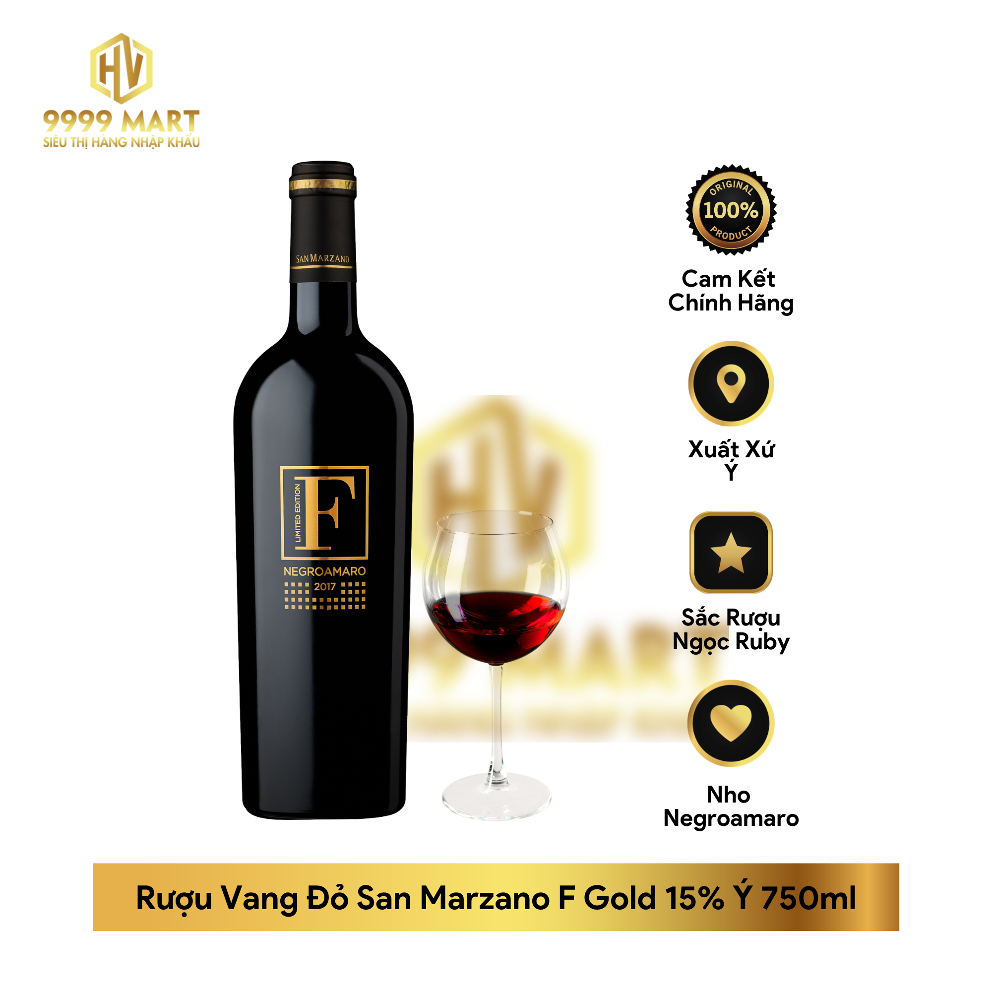 Rượu Vang Đỏ San Marzano F Gold 15% Ý 750ml