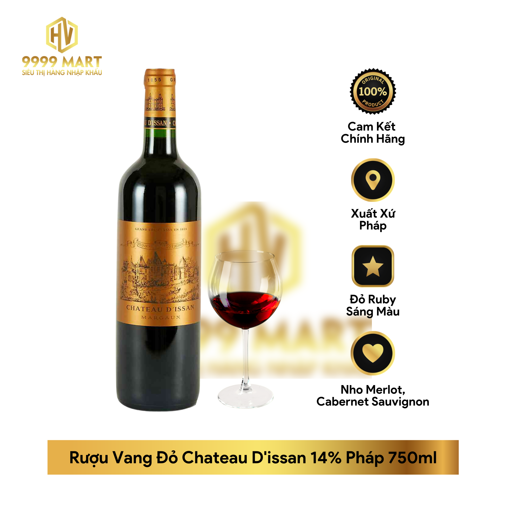 Rượu Vang Đỏ Chateau D'issan 14% Pháp 750ml