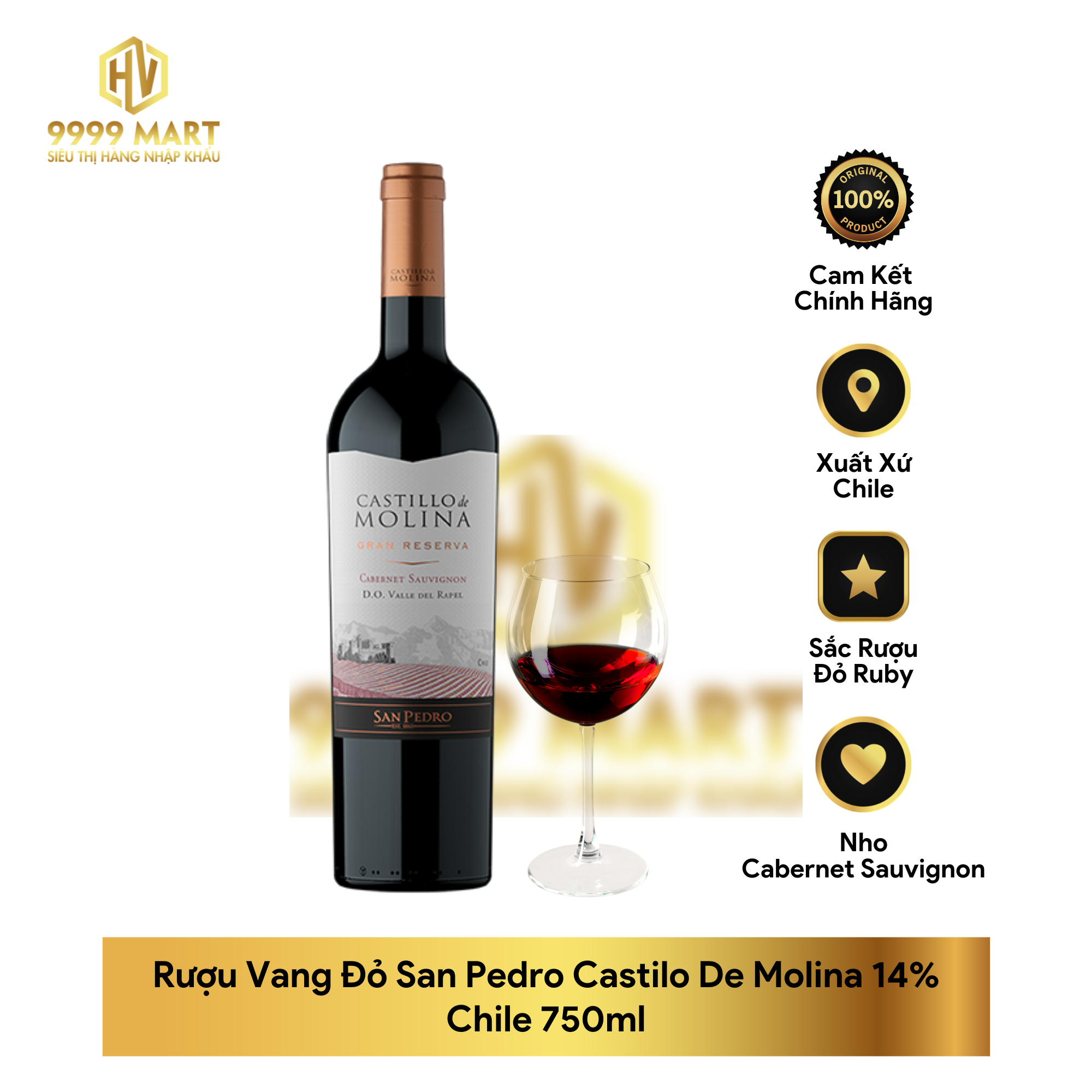 Rượu Vang Đỏ San Pedro Castilo De Molina 14% Chile 750ml