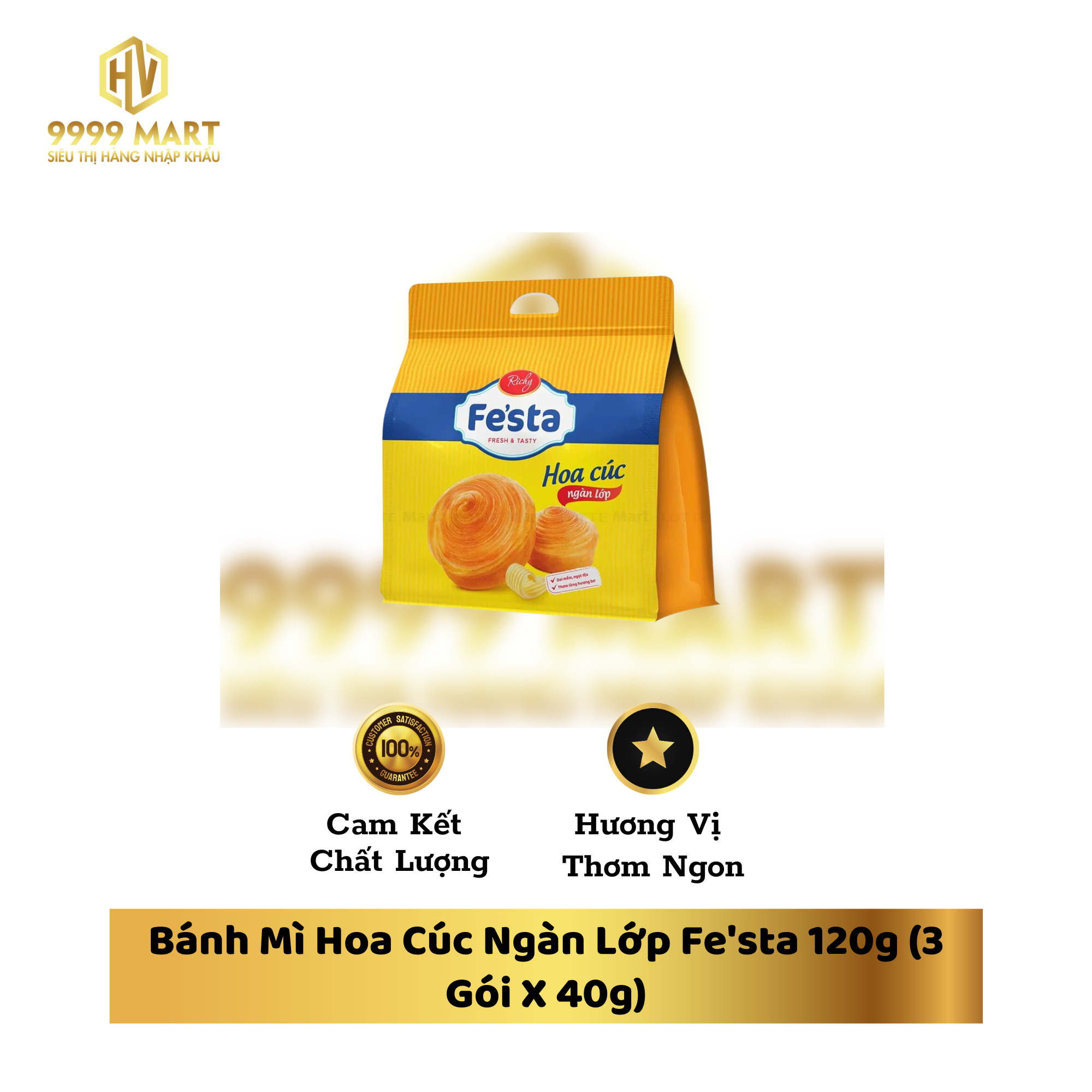 Bánh Mì Hoa Cúc Ngàn Lớp Fe'sta 120g (3 Gói X 40g)