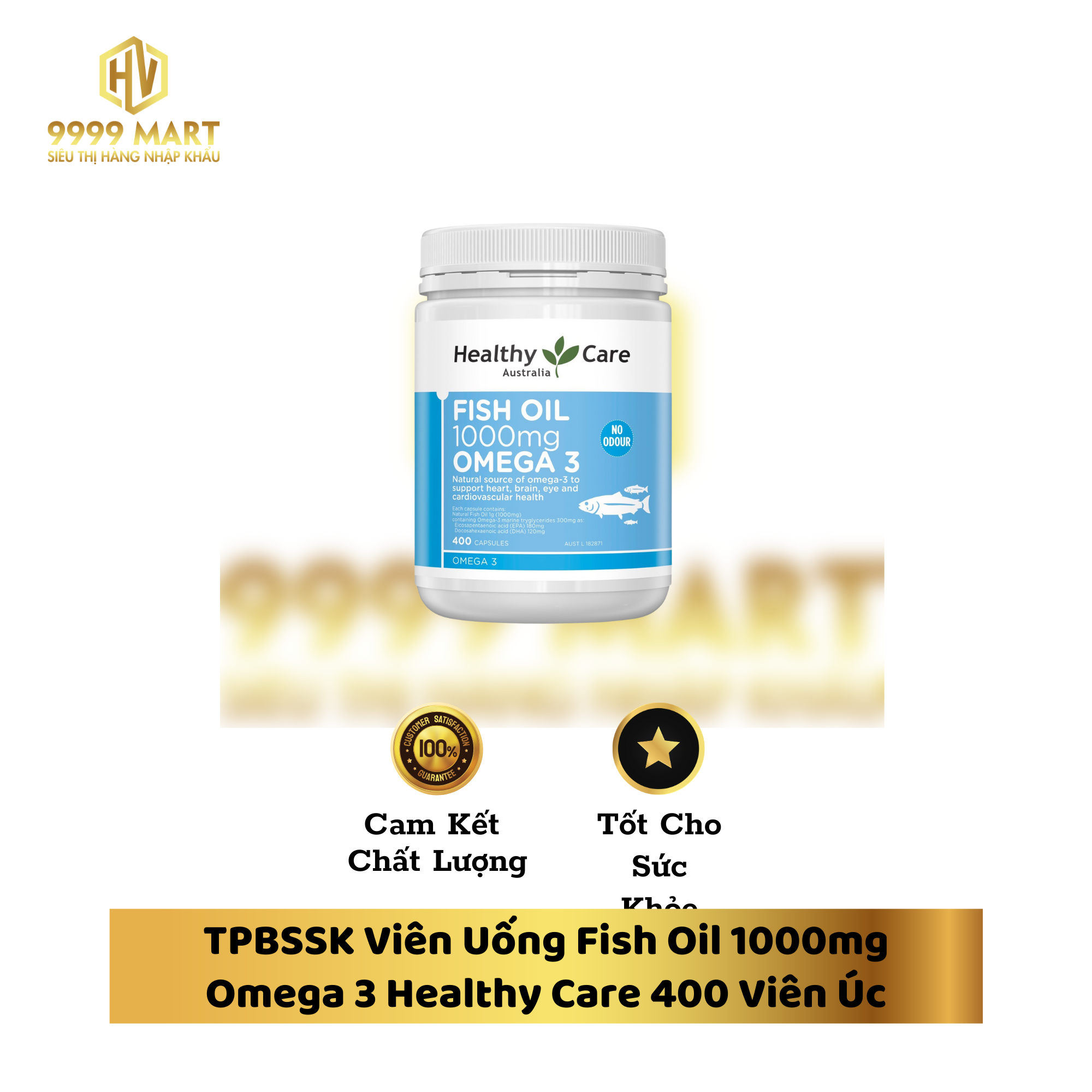 TPBSSK Viên Uống Fish Oil 1000mg Omega 3 Healthy Care 400 Viên Úc