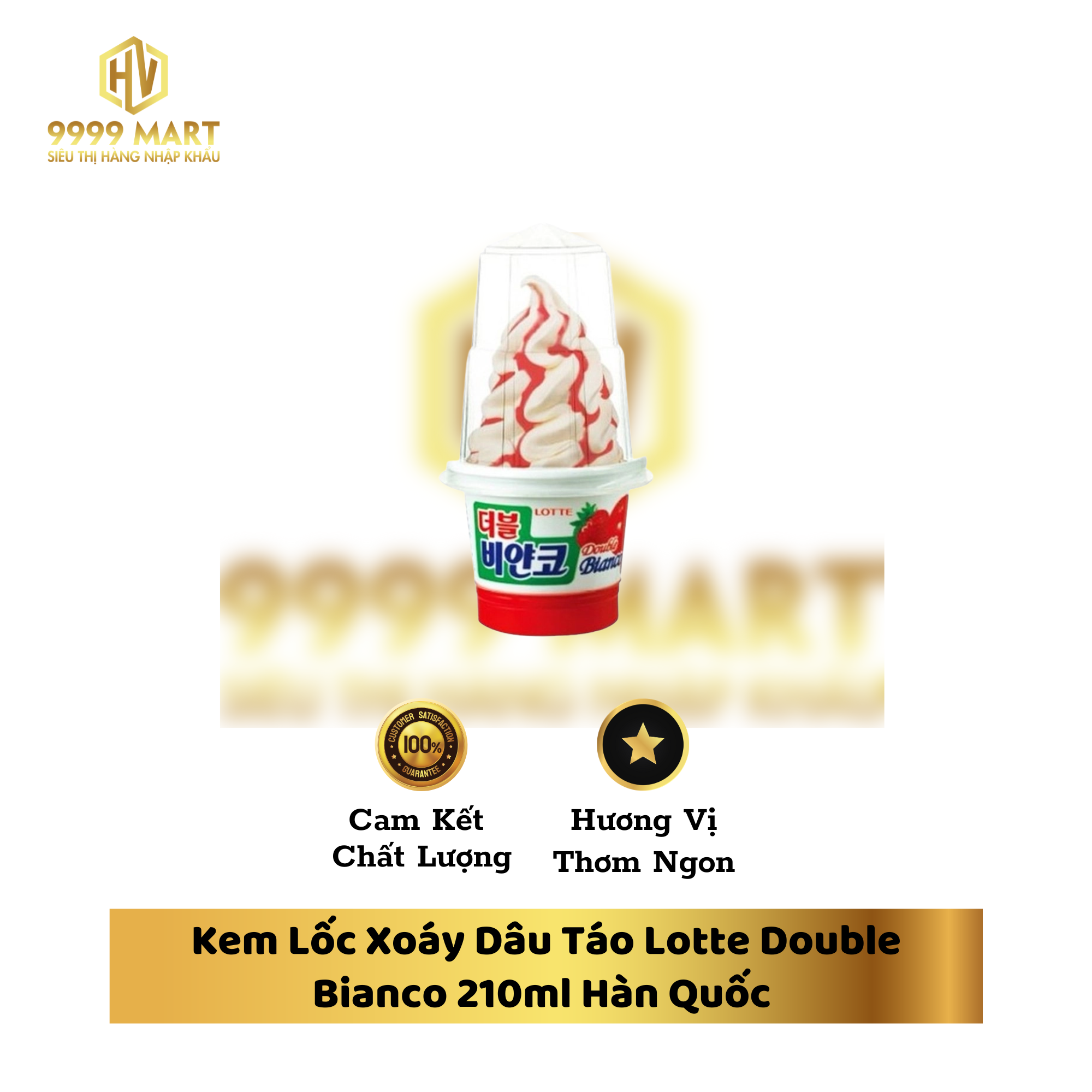Kem Lốc Xoáy Dâu Táo Lotte Double Bianco 210ml Hàn Quốc
