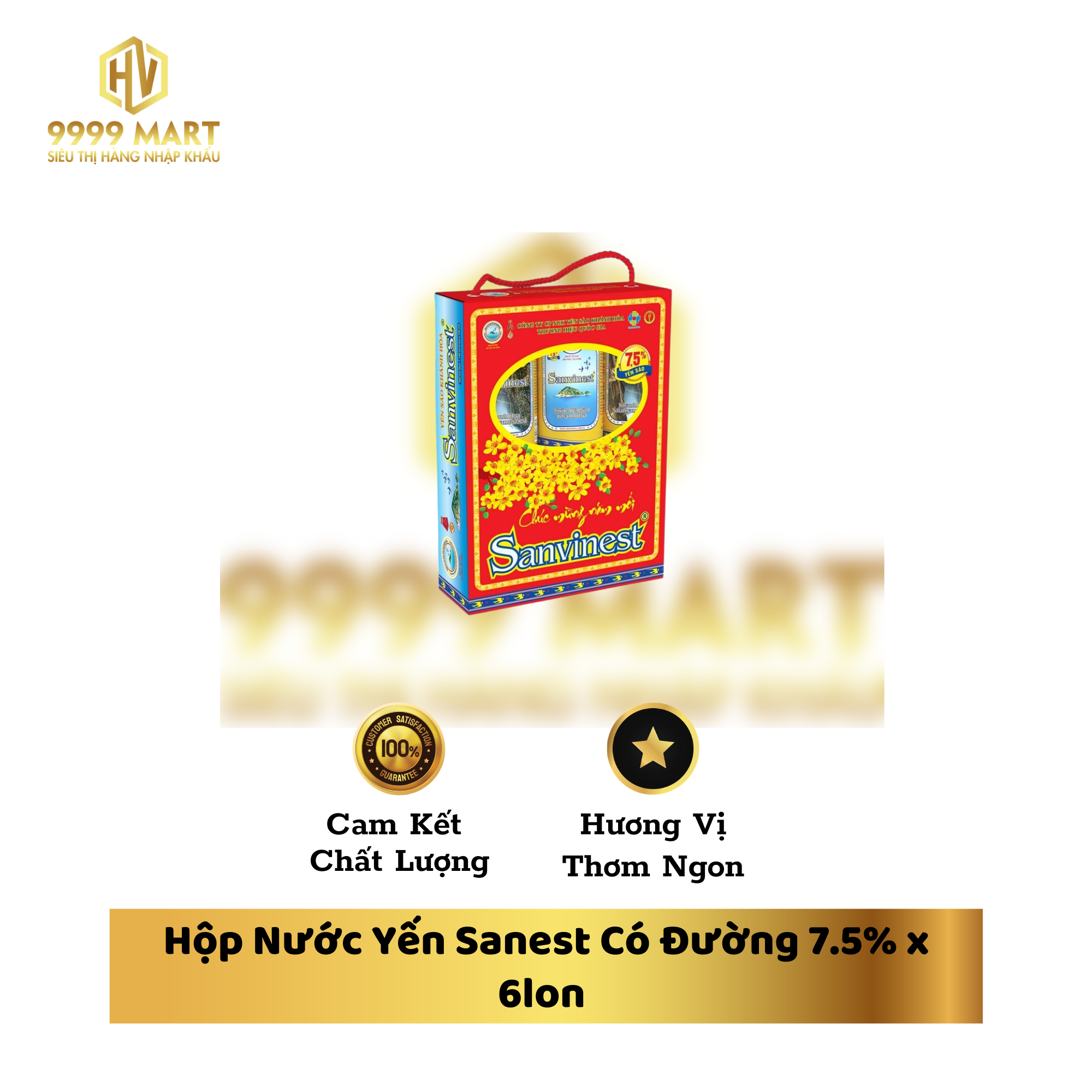 Hộp Nước Yến Sanest Có Đường 7.5% x 6lon