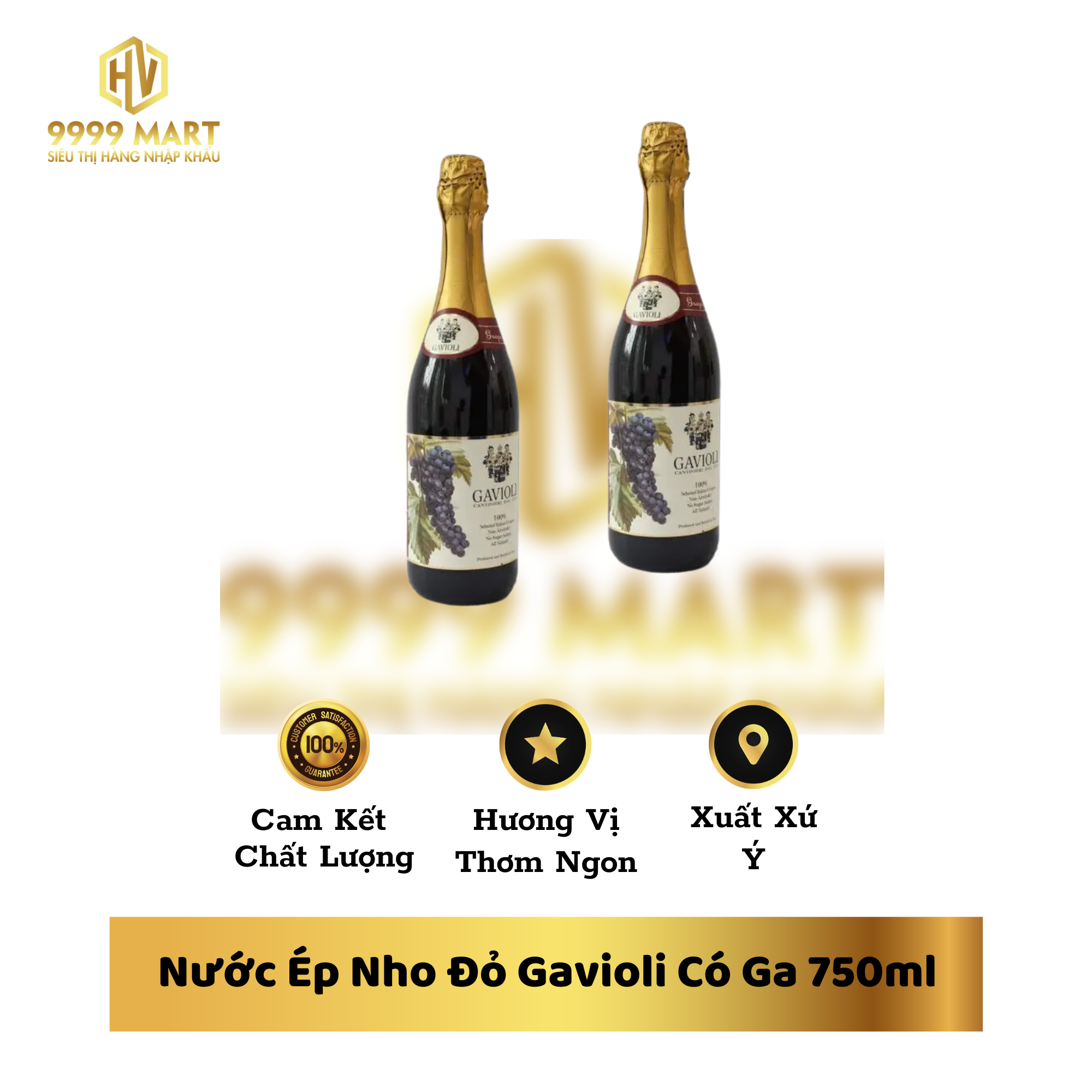 Nước Ép Nho Đỏ Gavioli Có Ga 750ml
