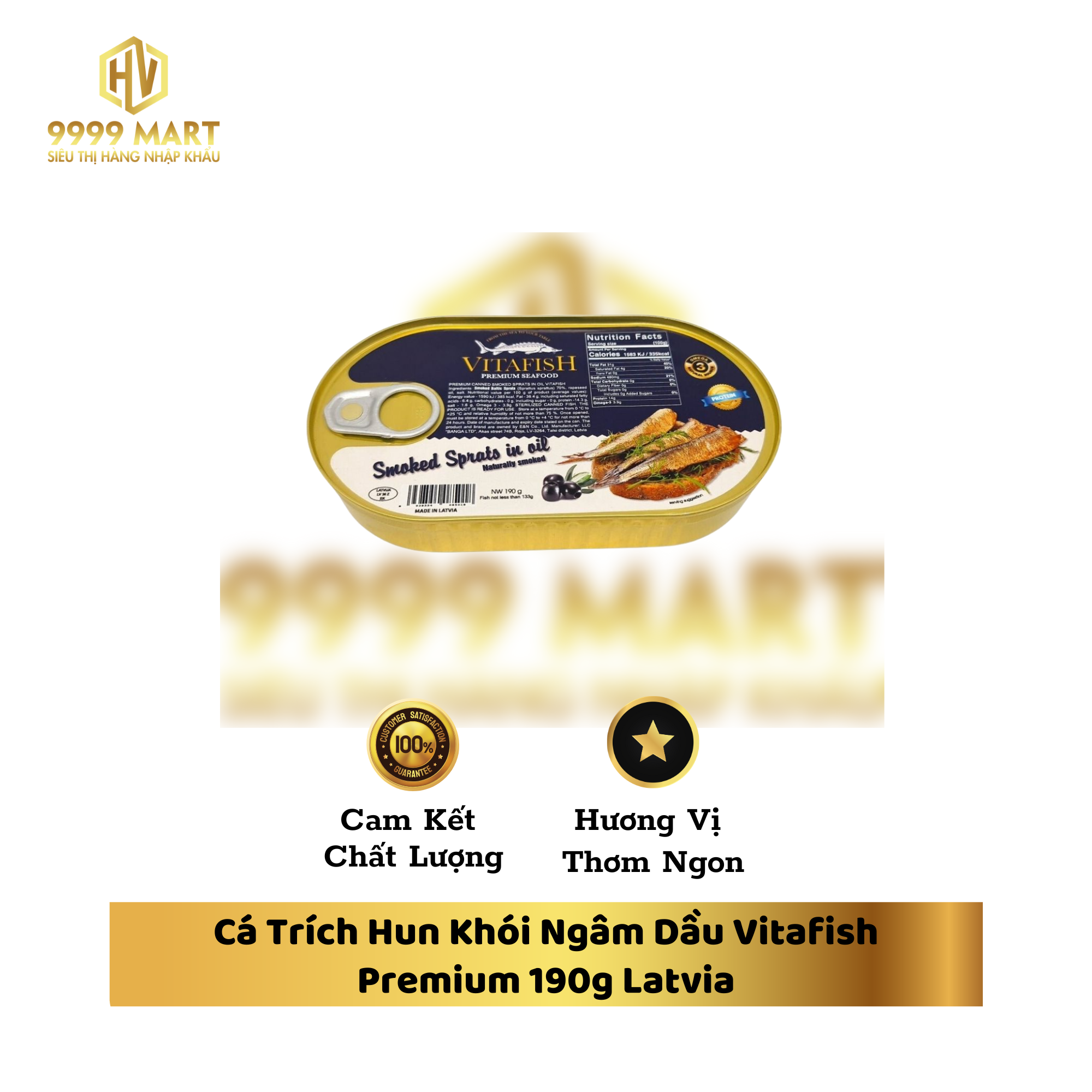 Cá Trích Hun Khói Ngâm Dầu Vitafish Premium 190g Latvia