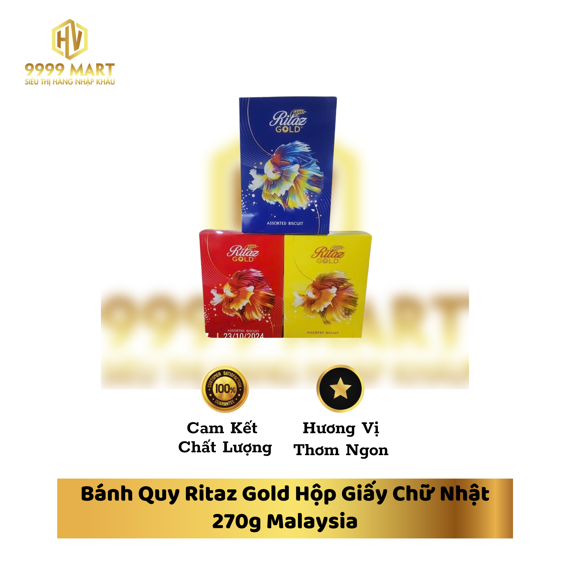 Bánh Quy Ritaz Gold Hộp Giấy Chữ Nhật 270g Malaysia