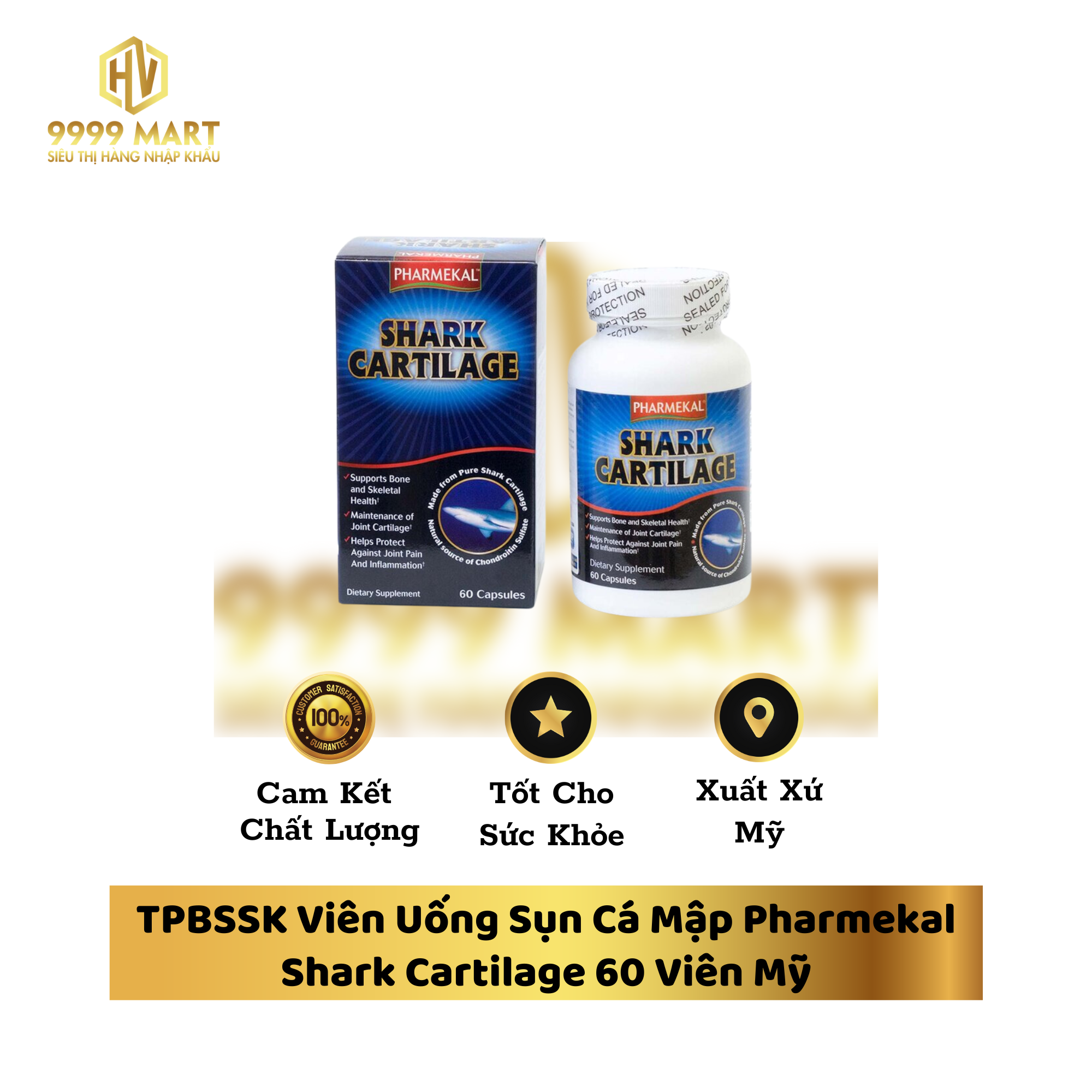 TPBSSK Viên Uống Sụn Cá Mập Pharmekal Shark Cartilage 60 Viên Mỹ