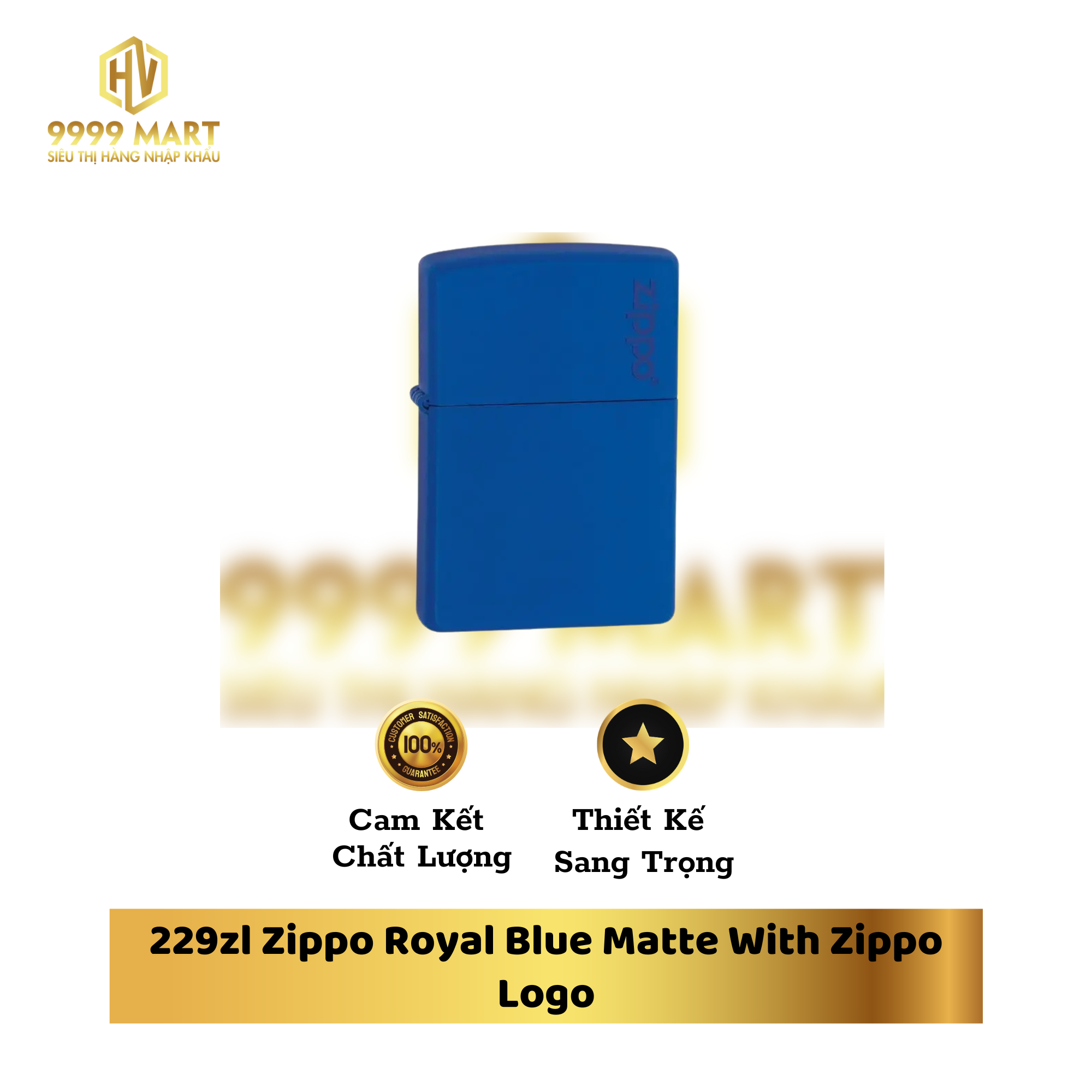 229zl Zippo Royal Blue Matte With Zippo Logo