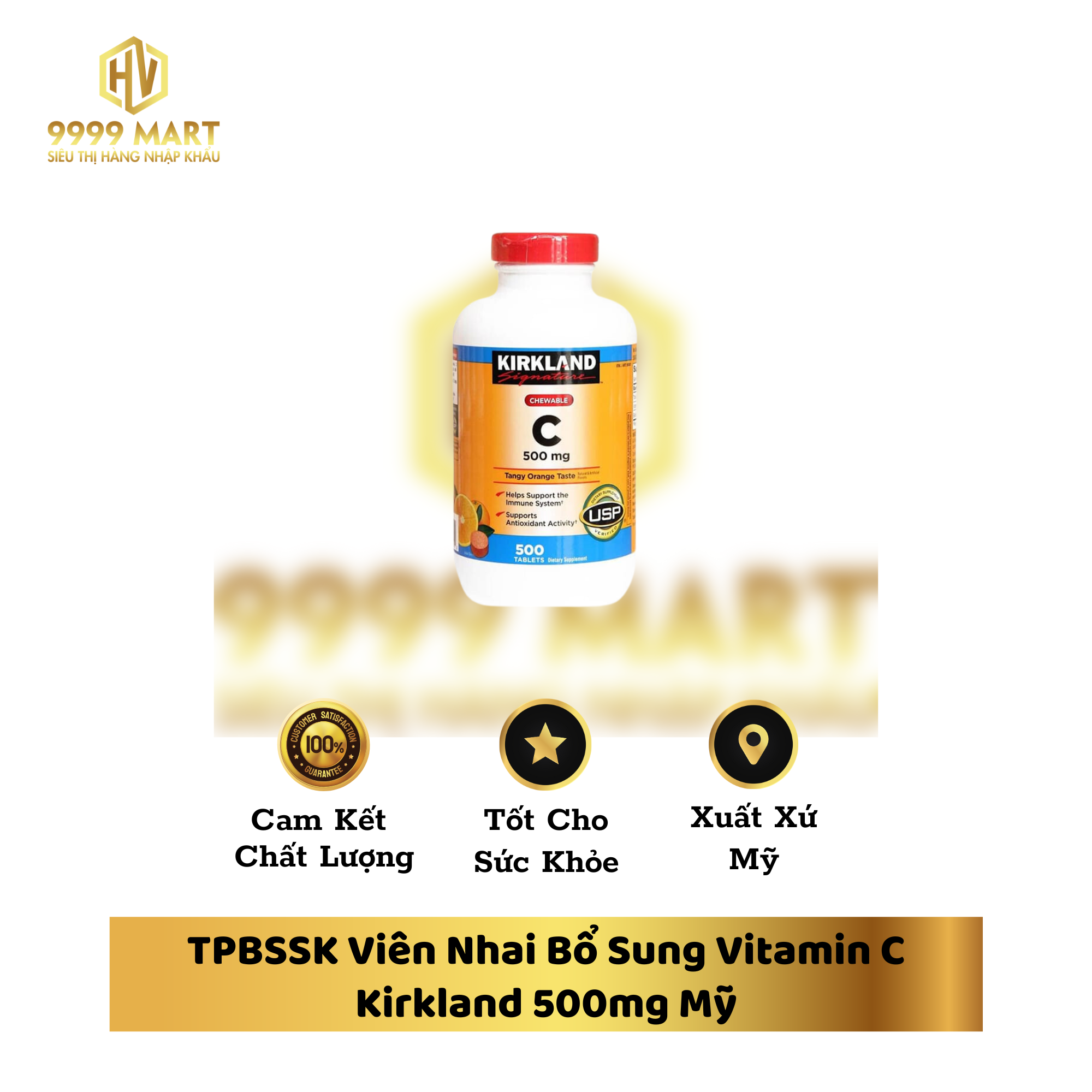 TPBSSK Viên Nhai Bổ Sung Vitamin C Kirkland 500mg Mỹ
