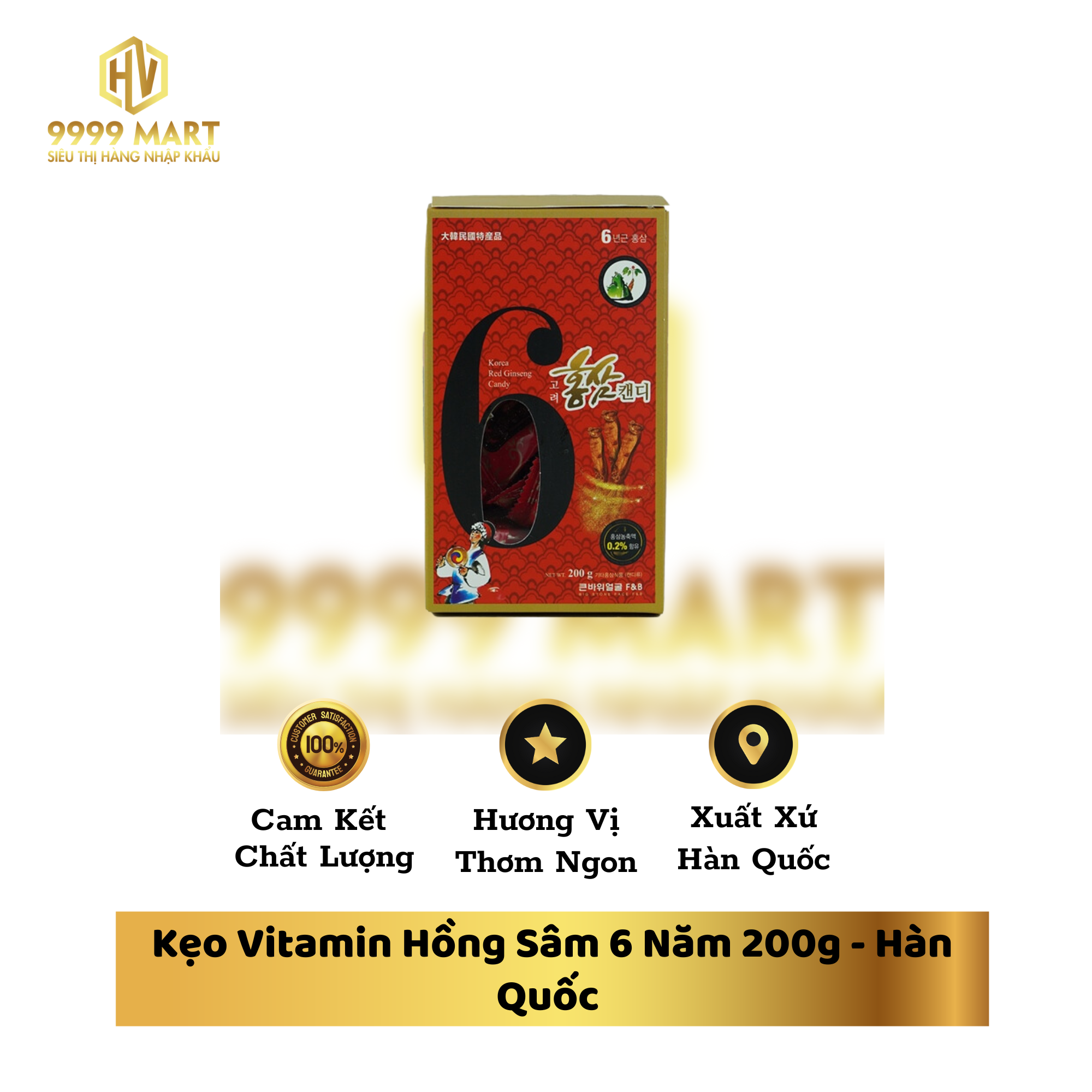 Kẹo Vitamin Hồng Sâm 6 Năm 200g Hàn Quốc