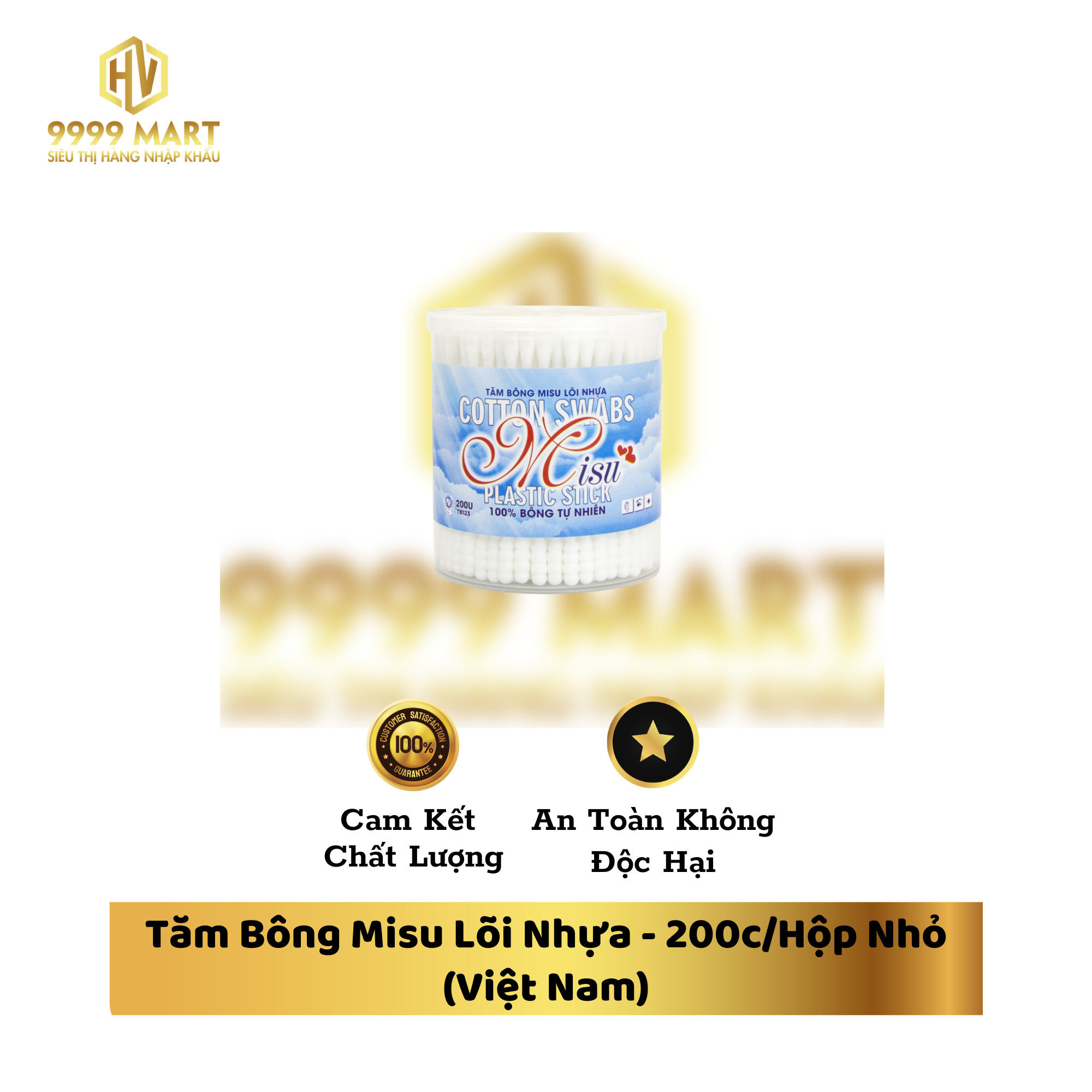 Tăm Bông Misu Lõi Nhựa - 200c/Hộp Nhỏ (Việt Nam)