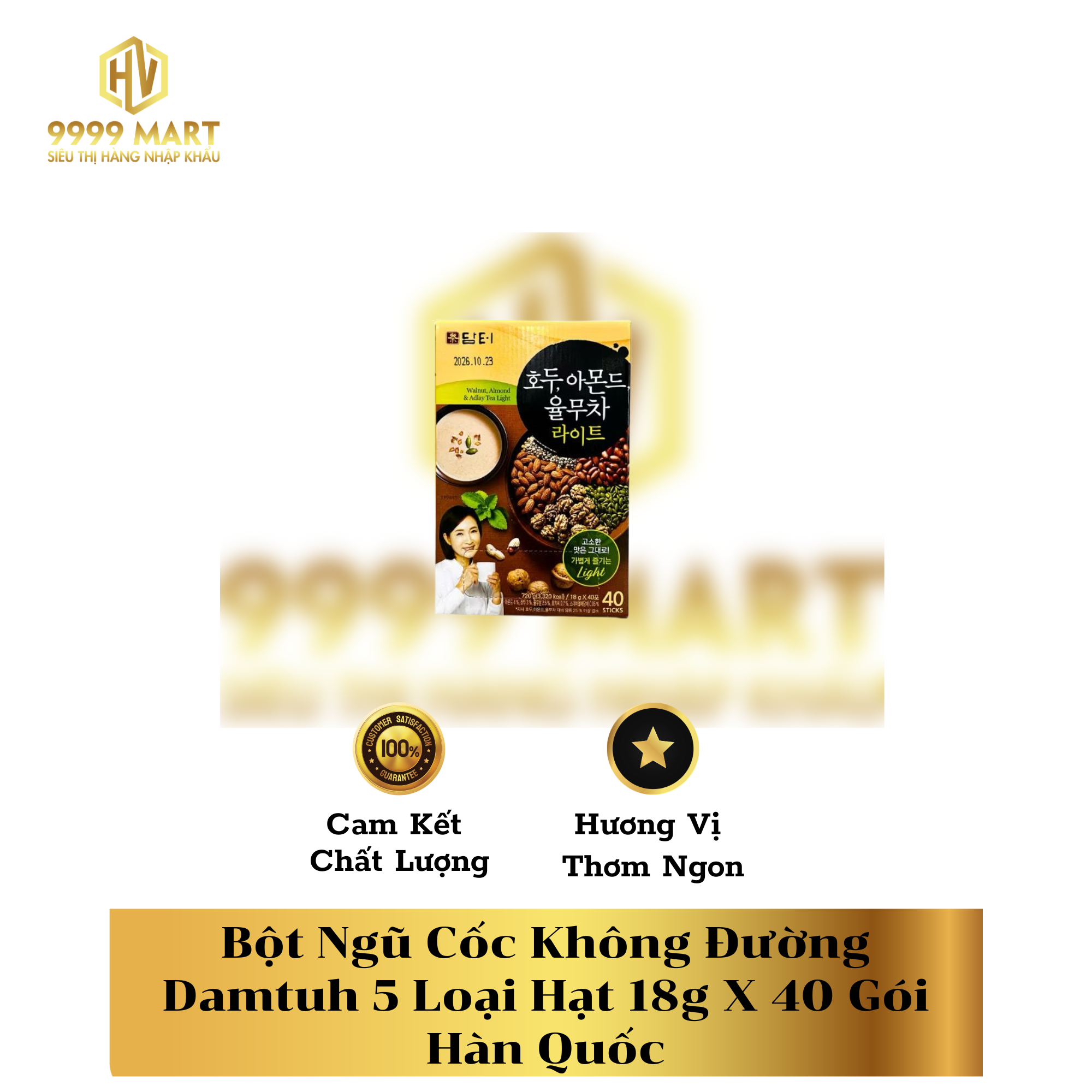 Bột Ngũ Cốc Không Đường Damtuh 5 Loại Hạt 18g X 40 Gói Hàn Quốc