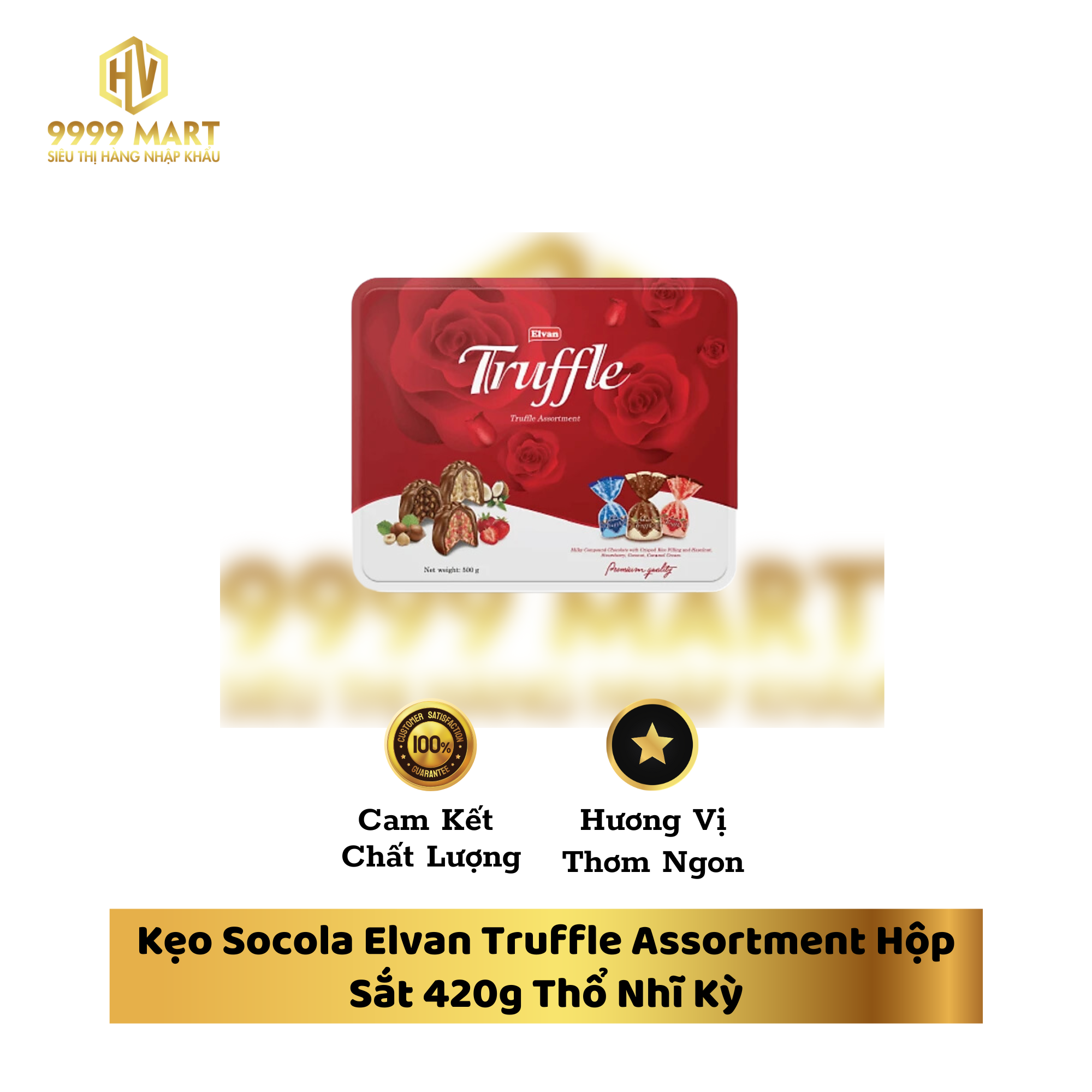 Kẹo Socola Elvan Truffle Assortment Hộp Sắt 420g Thổ Nhĩ Kỳ