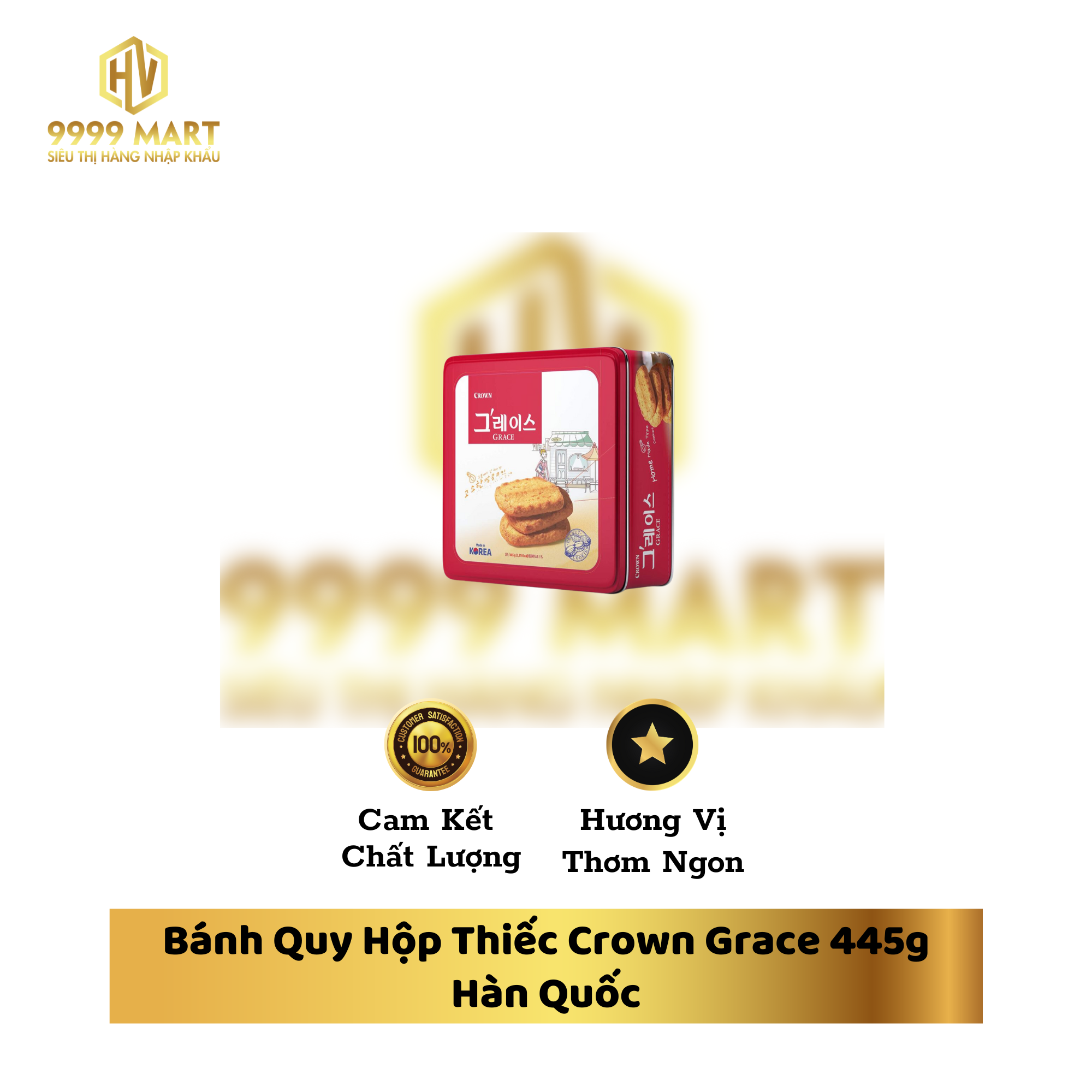 Bánh Quy Hộp Thiếc Crown Grace 445g Hàn Quốc