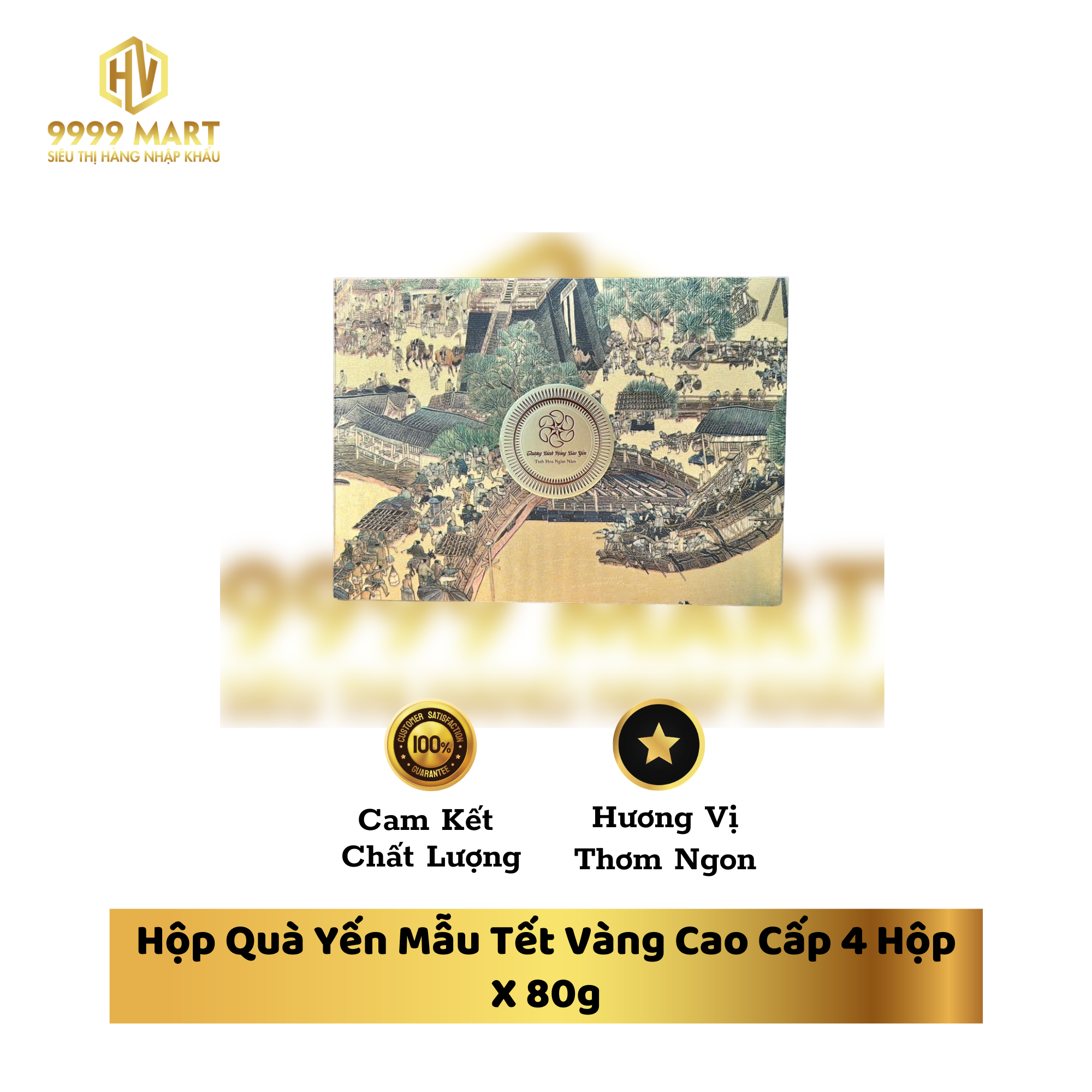 Hộp Quà Yến Mẫu Tết Vàng Cao Cấp 4 Hộp X 80g