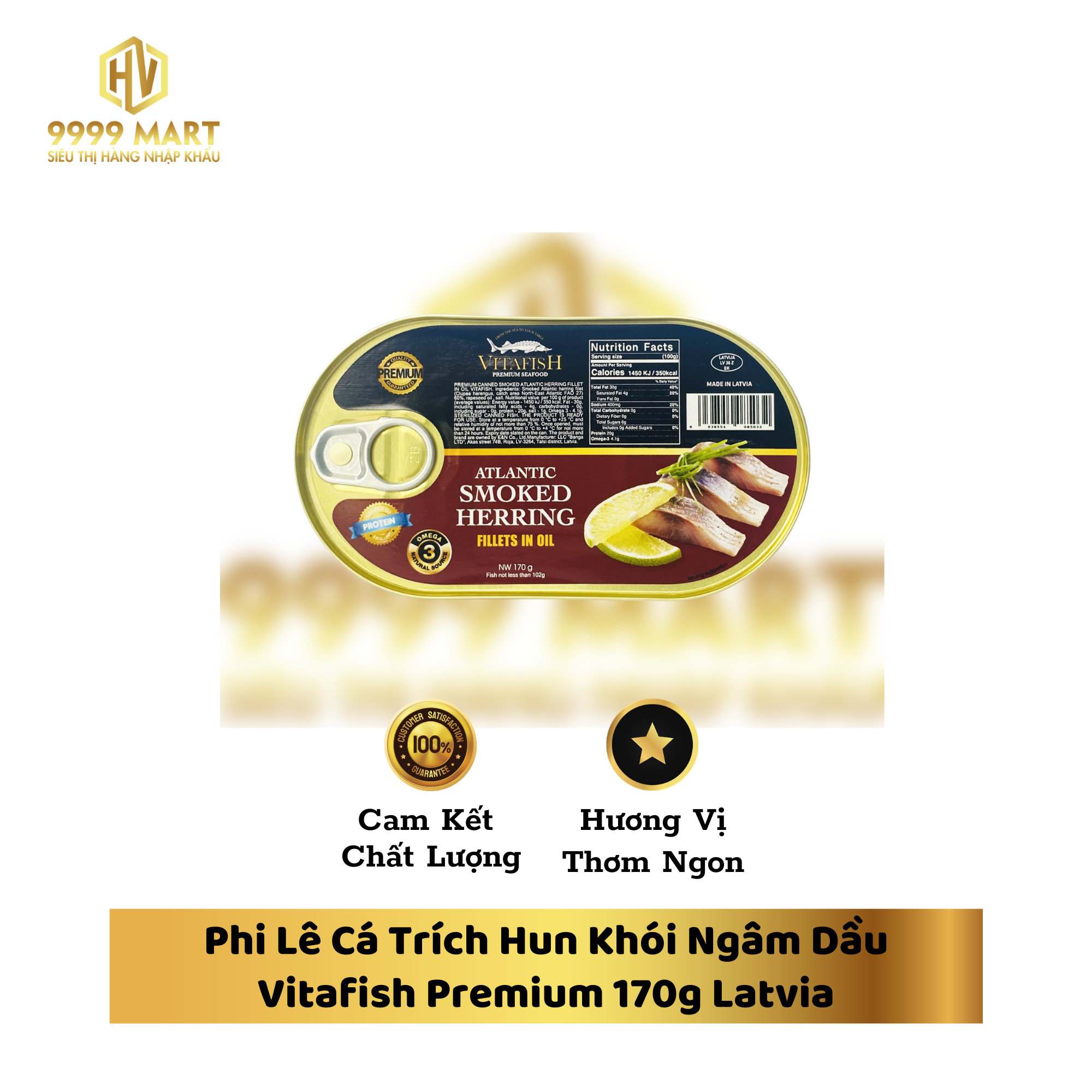 Phi Lê Cá Trích Hun Khói Ngâm Dầu Vitafish Premium 170g Latvia