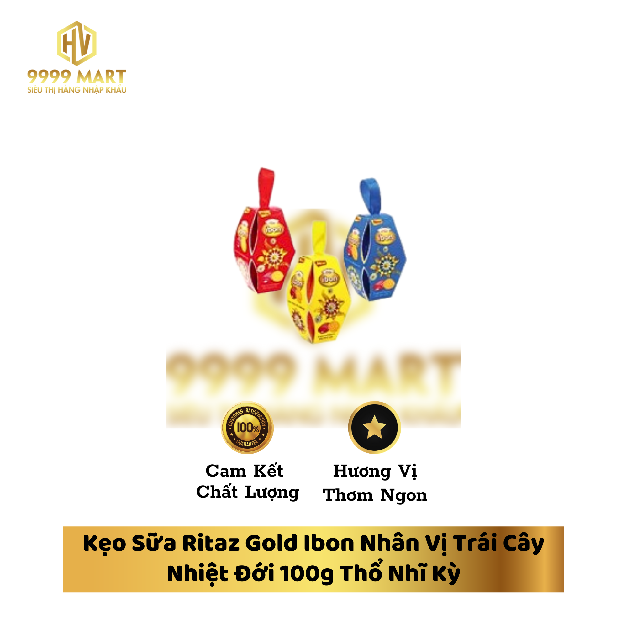 Kẹo Sữa Ritaz Gold Ibon Nhân Vị Trái Cây Nhiệt Đới 100g Thổ Nhĩ Kỳ