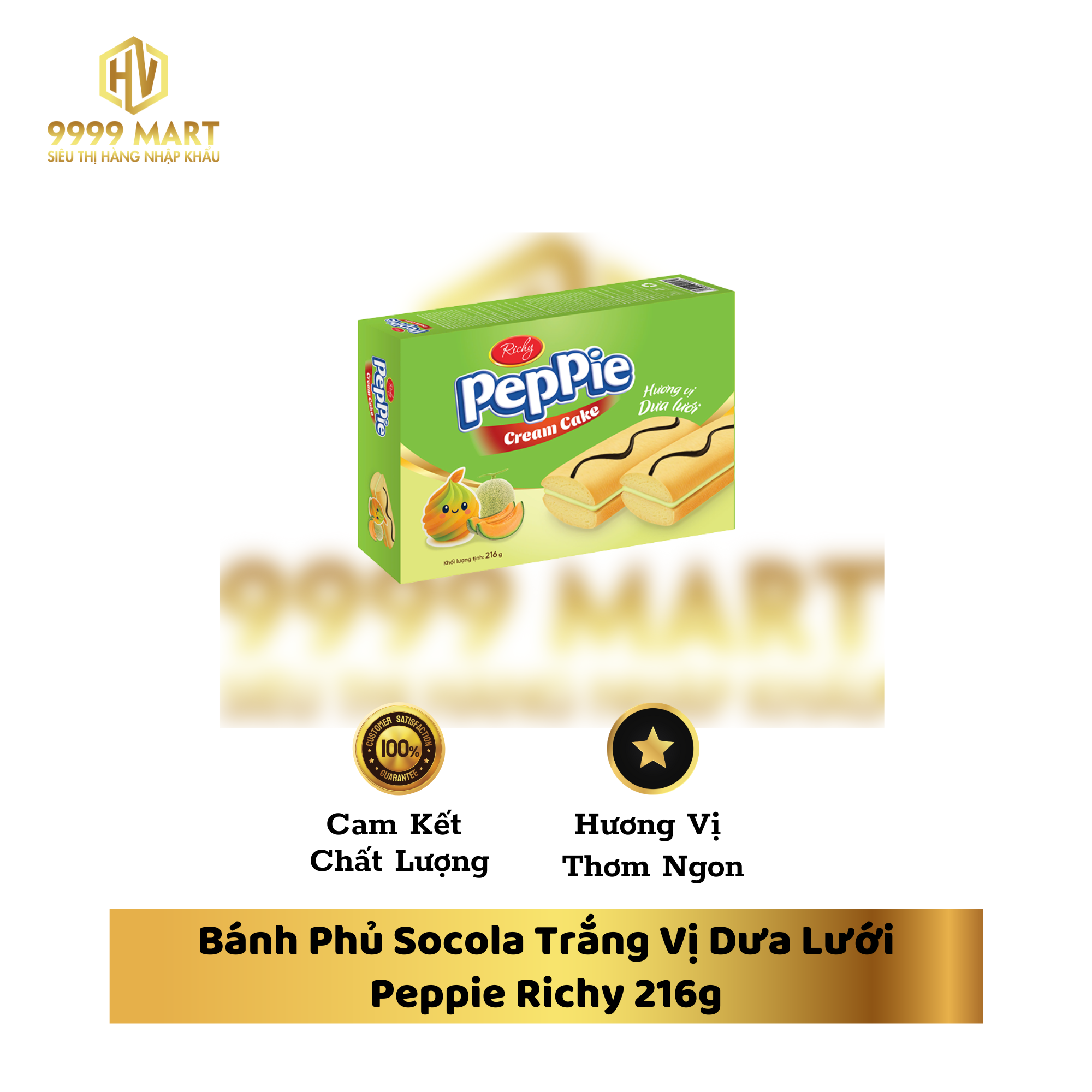 Bánh Phủ Socola Trắng Vị Dưa Lưới Peppie Richy 216g