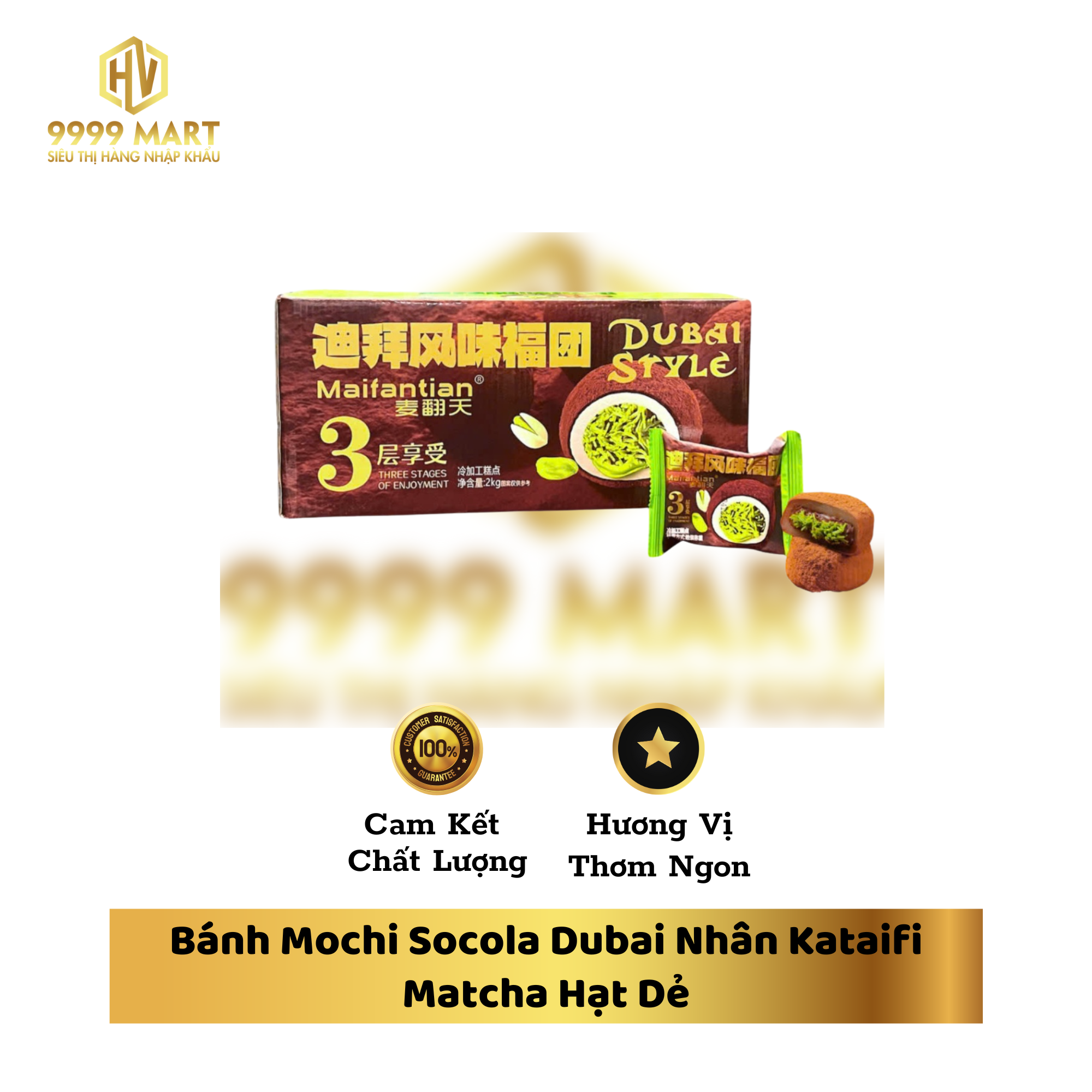Bánh Mochi Socola Dubai Nhân Kataifi Matcha Hạt Dẻ