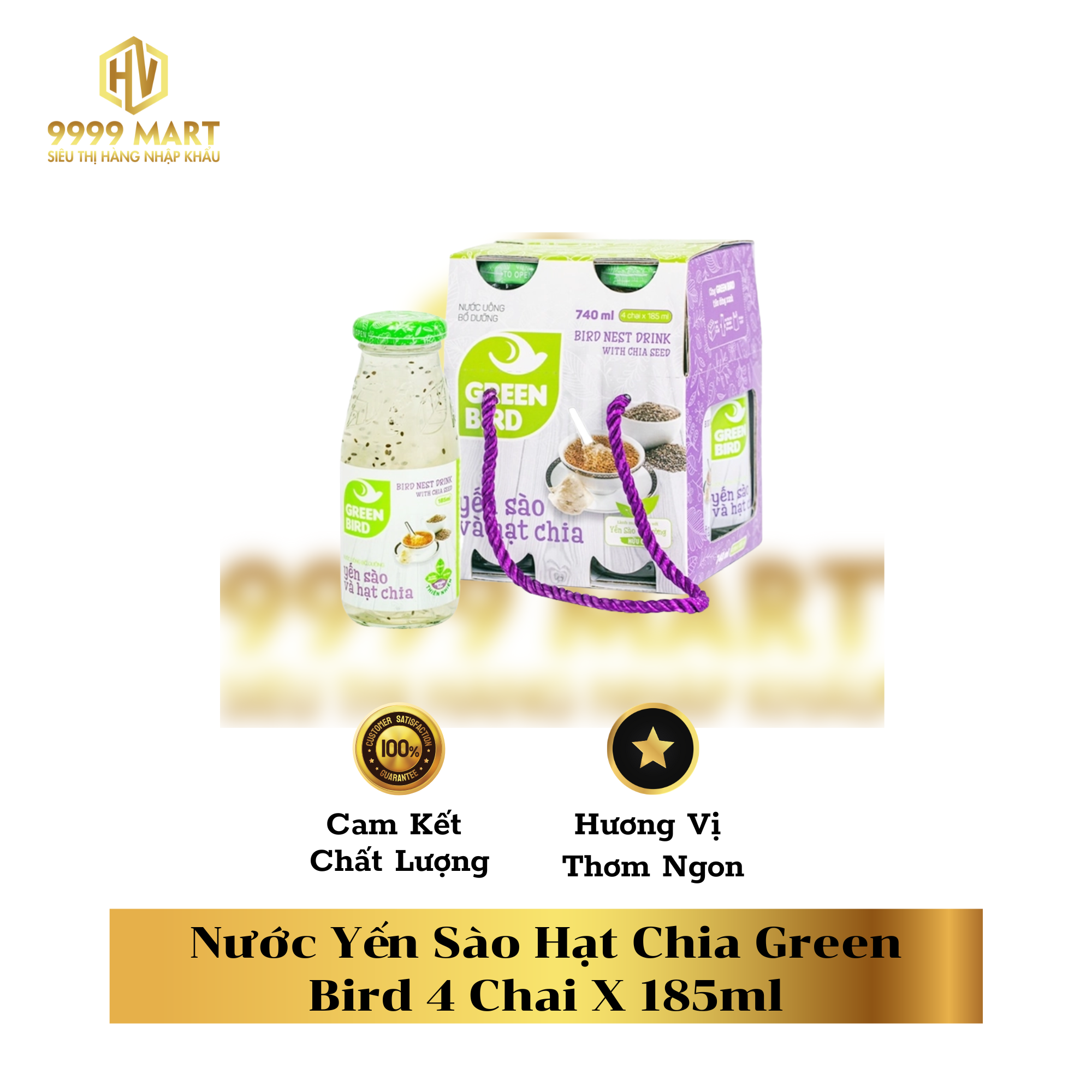 Nước Yến Sào Hạt Chia Green Bird 4 Chai X 185ml