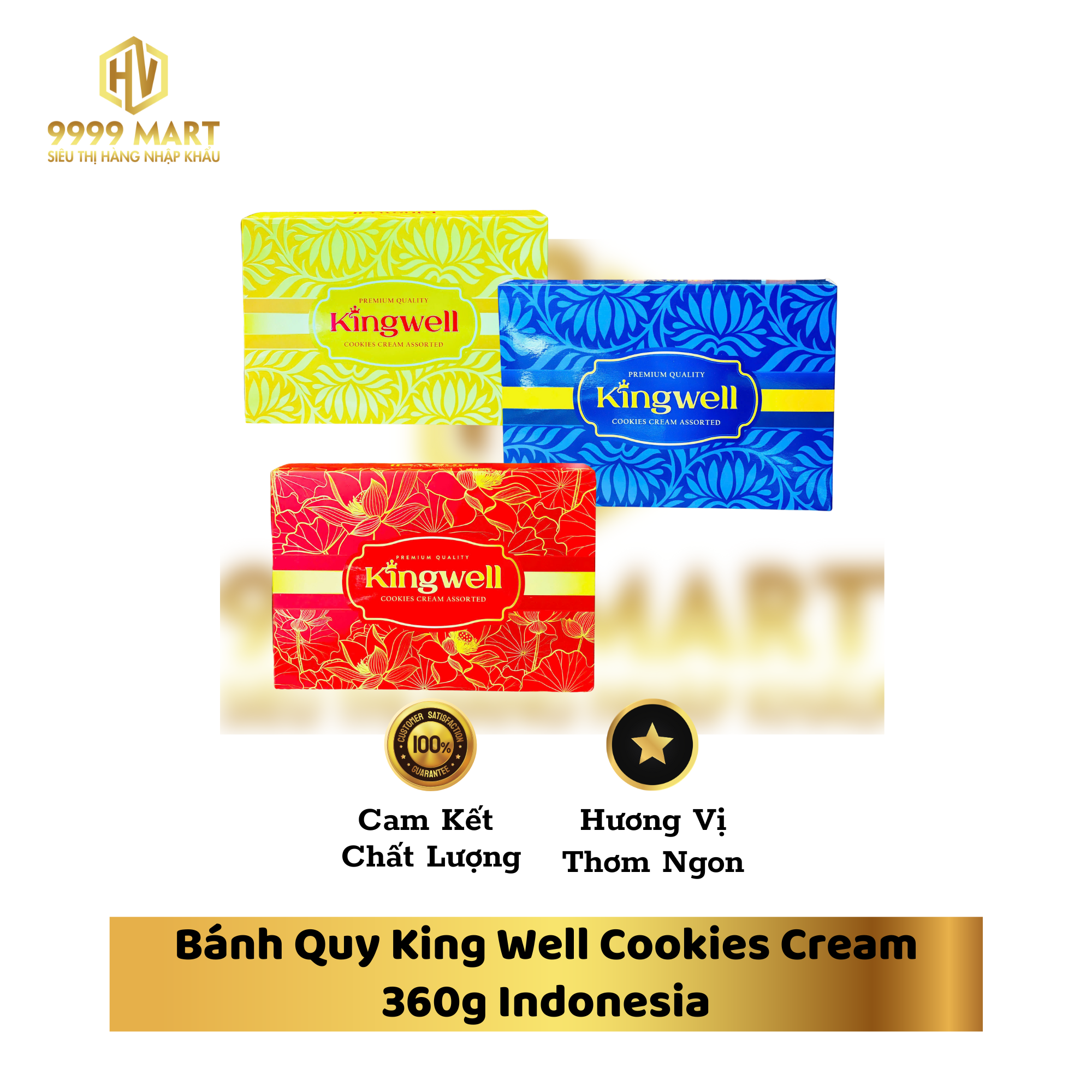 Bánh Quy King Well Cookies Cream 360g Indonesia