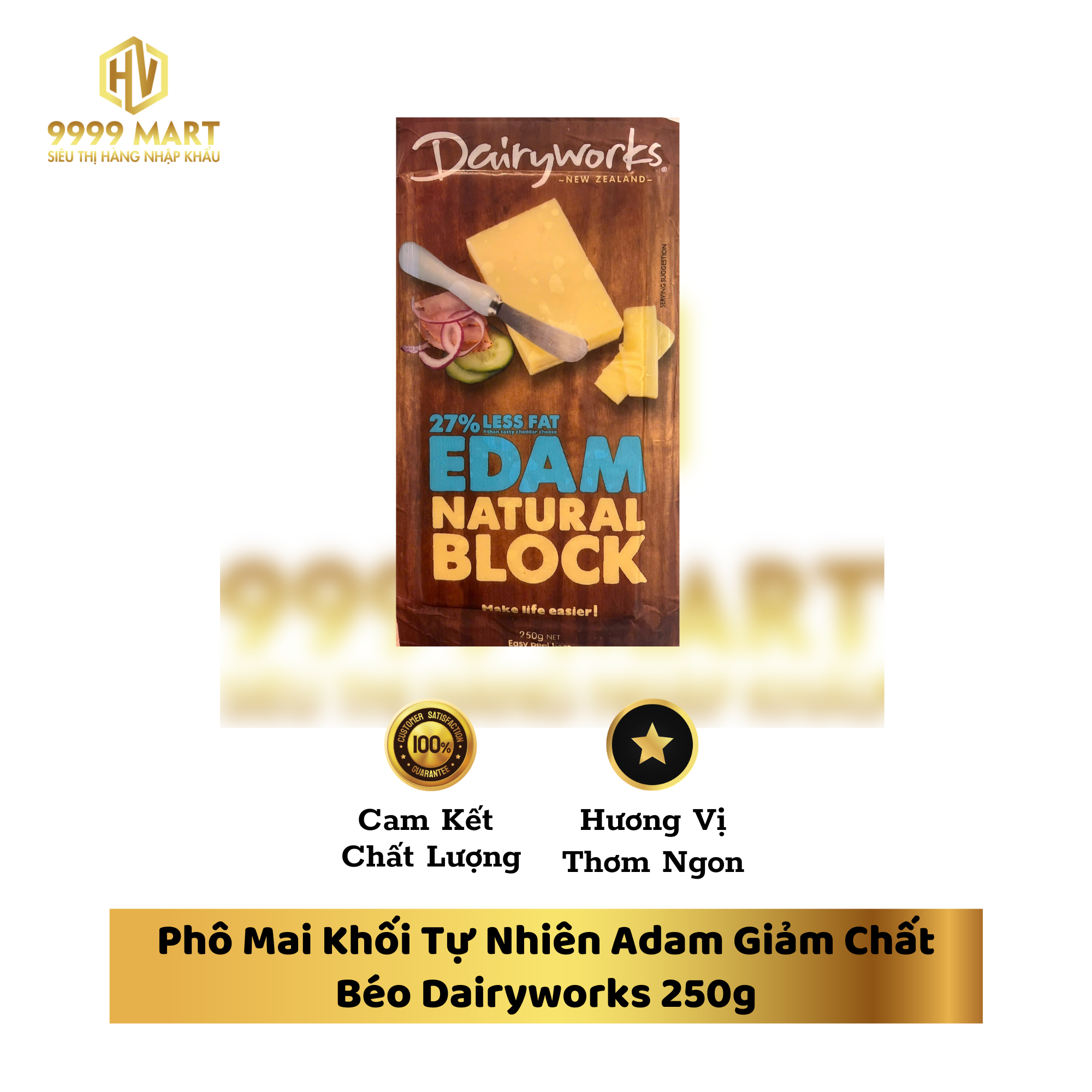 Phô Mai Khối Tự Nhiên Adam Giảm Chất Béo Dairyworks 250g