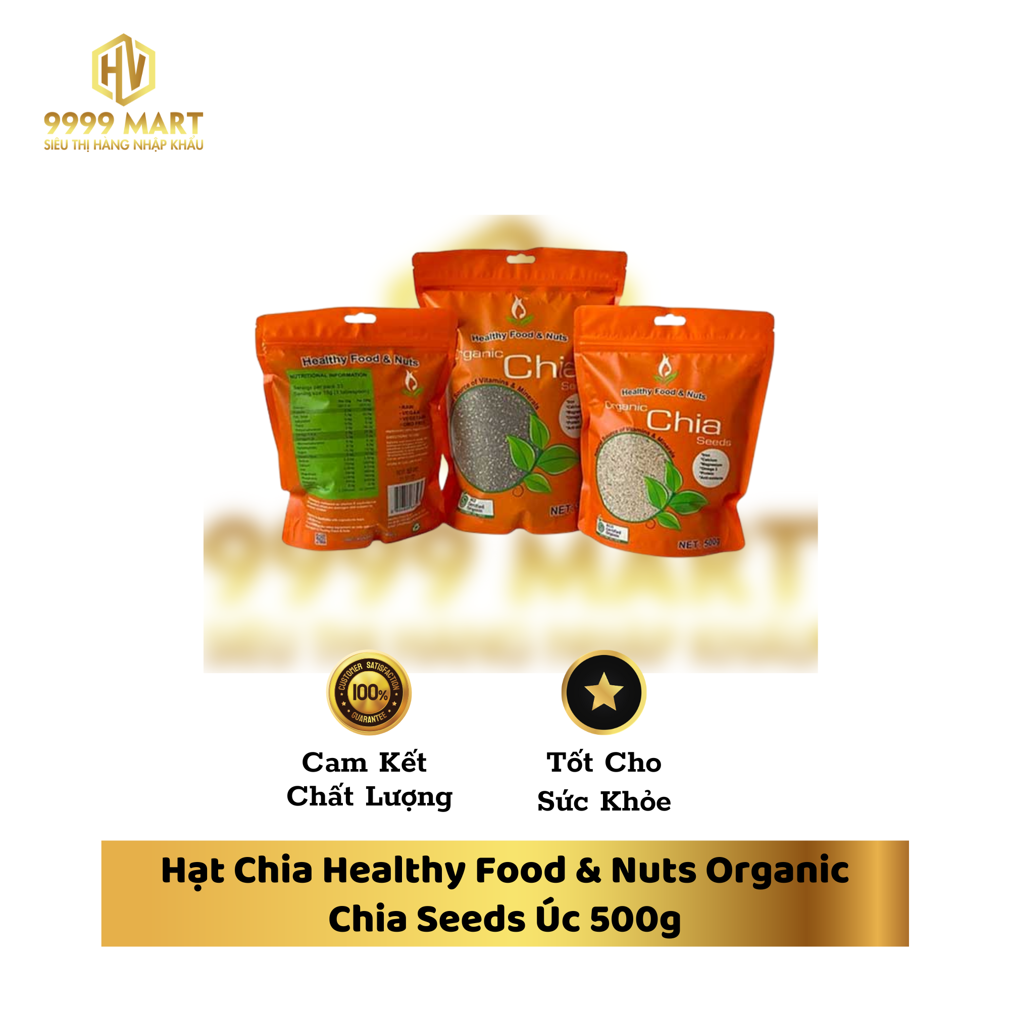 Hạt Chia Healthy Food & Nuts Organic Chia Seeds Úc 500g