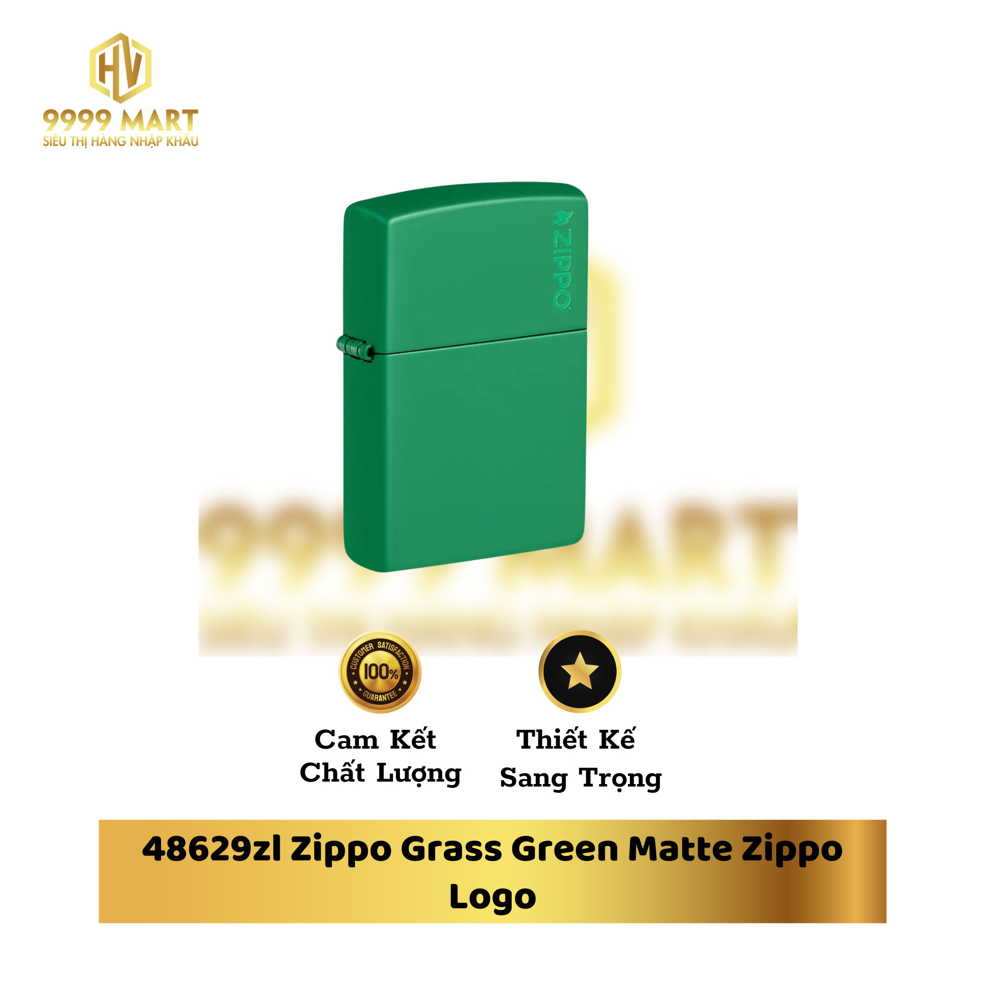48629zl Zippo Grass Green Matte Zippo Logo