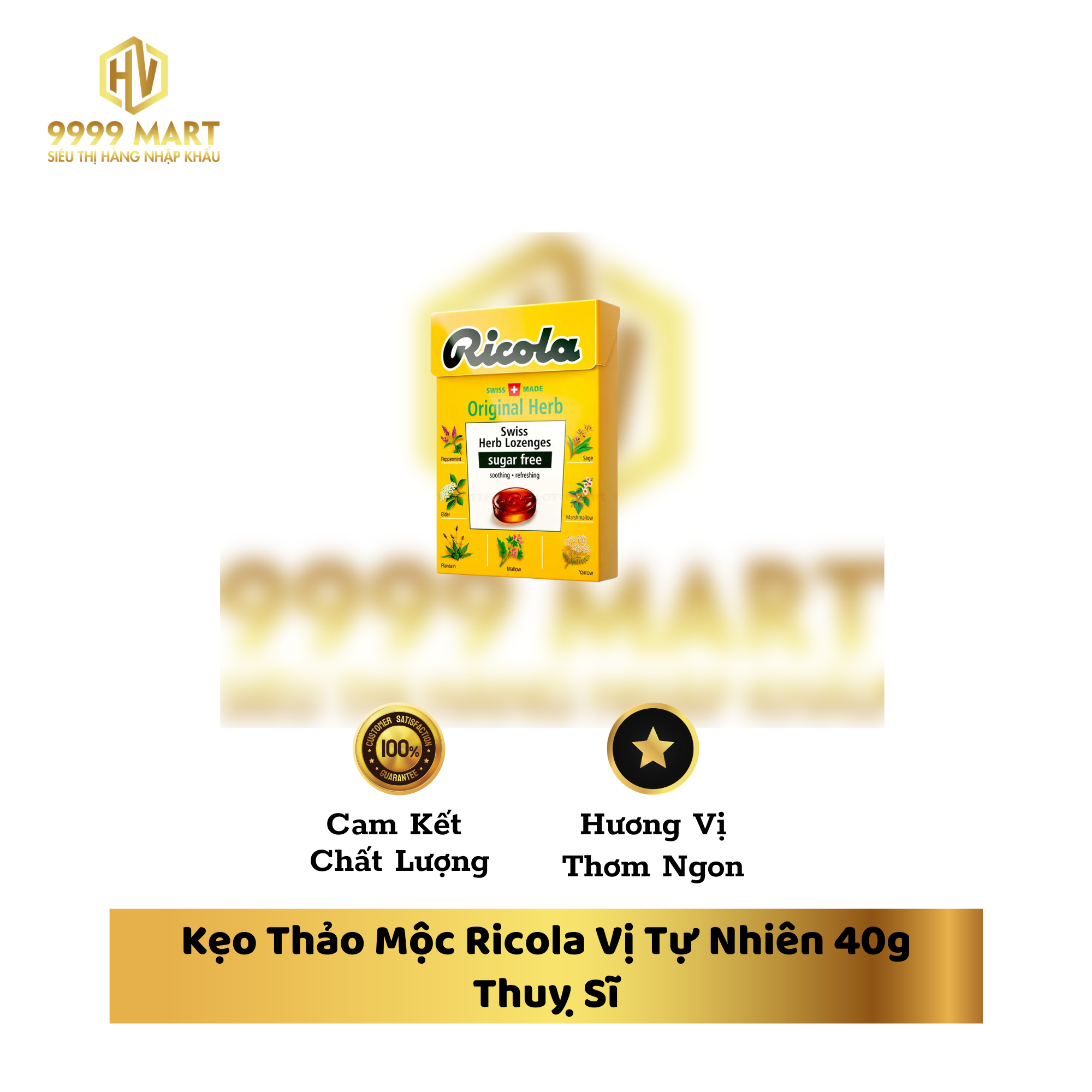 Kẹo Thảo Mộc Ricola Vị Tự Nhiên 40g Thuỵ Sĩ