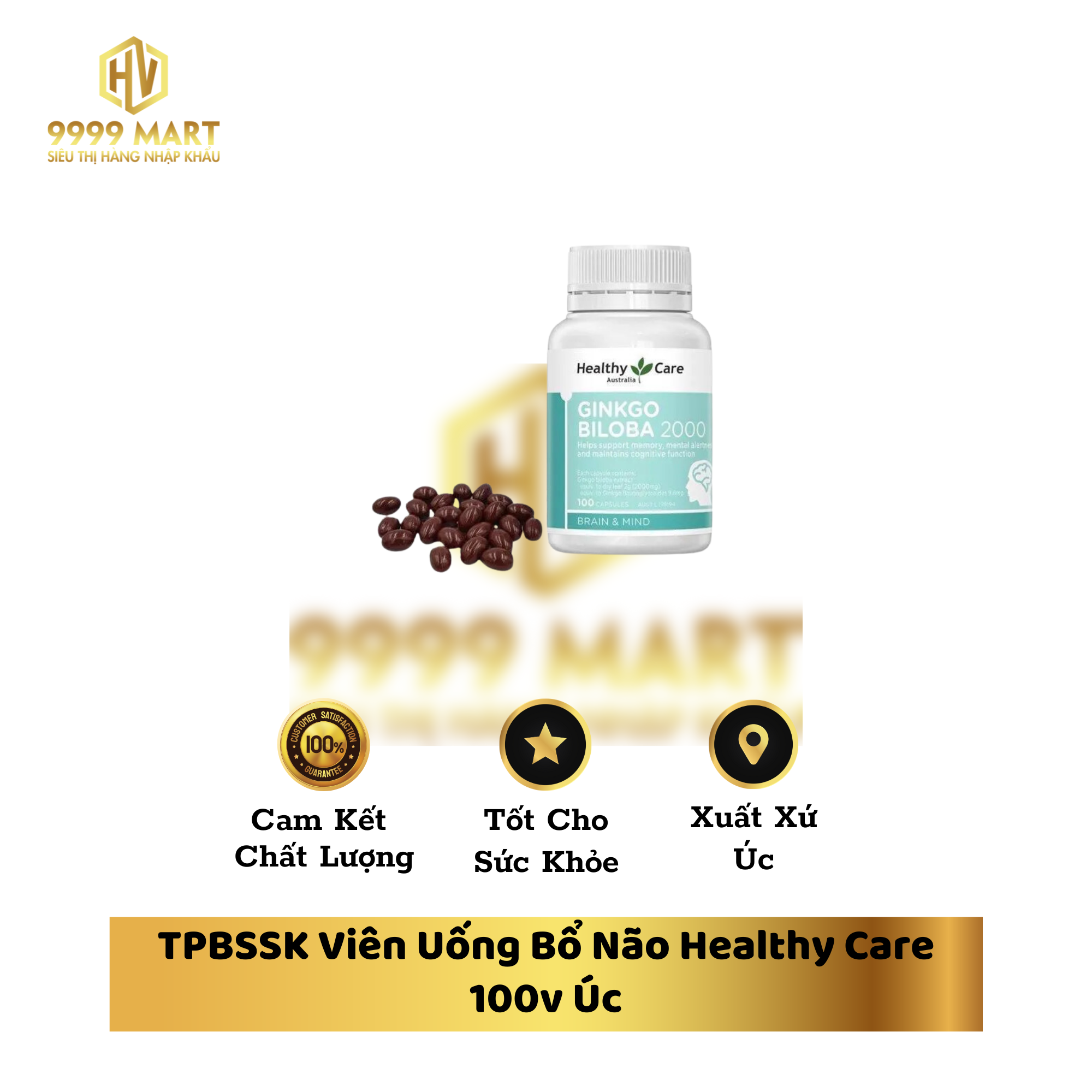 TPBSSK Viên Uống Bổ Não Healthy Care 100v Úc