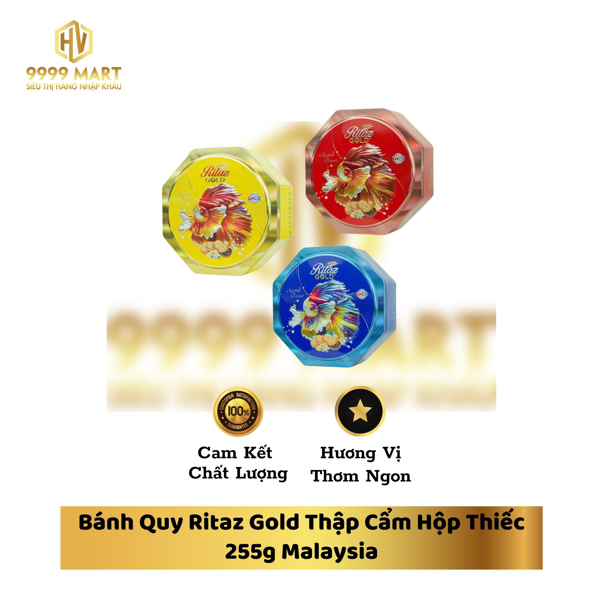 Bánh Quy Ritaz Gold Thập Cẩm Hộp Thiếc 255g Malaysia
