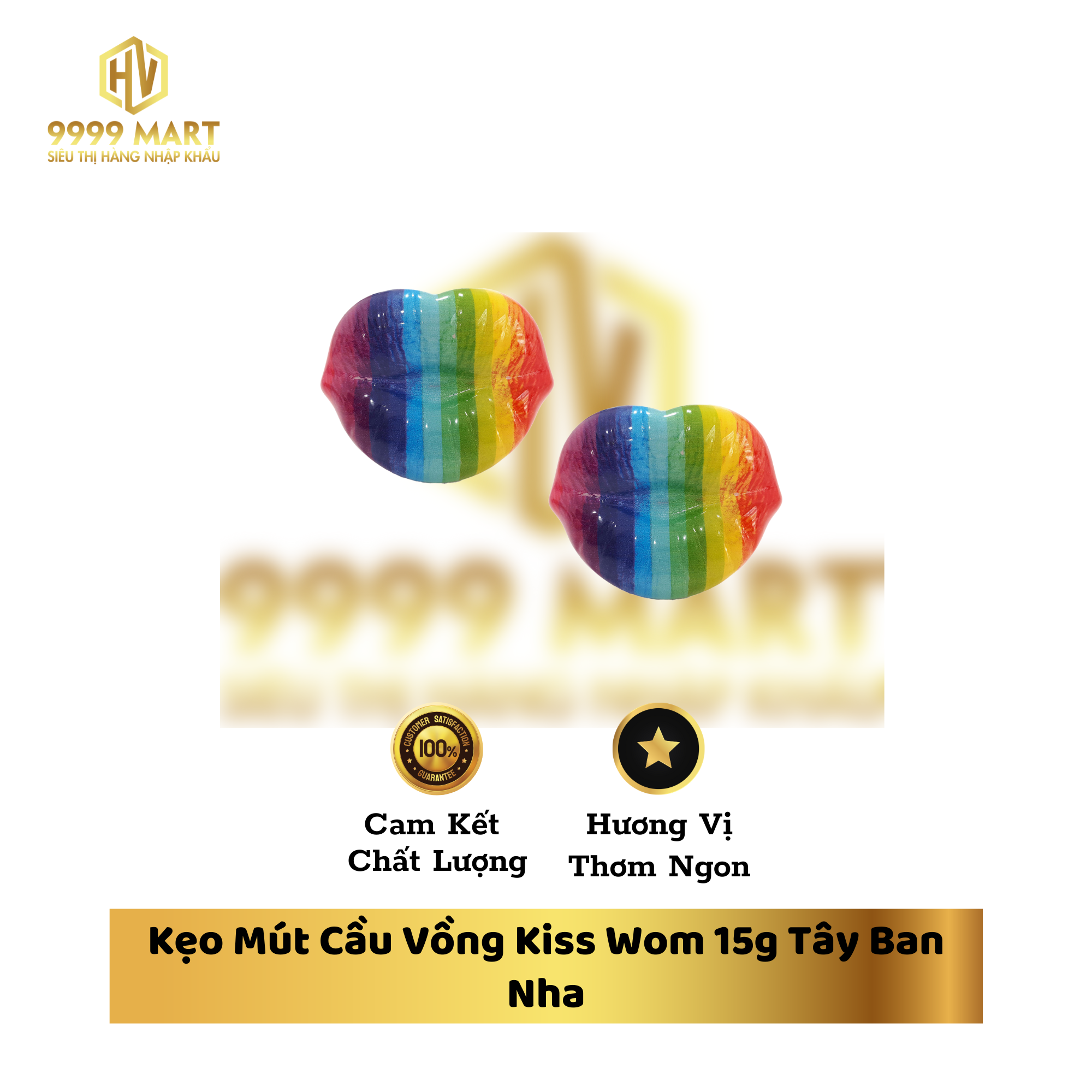 Kẹo Mút Cầu Vồng Kiss Wom 15g Tây Ban Nha