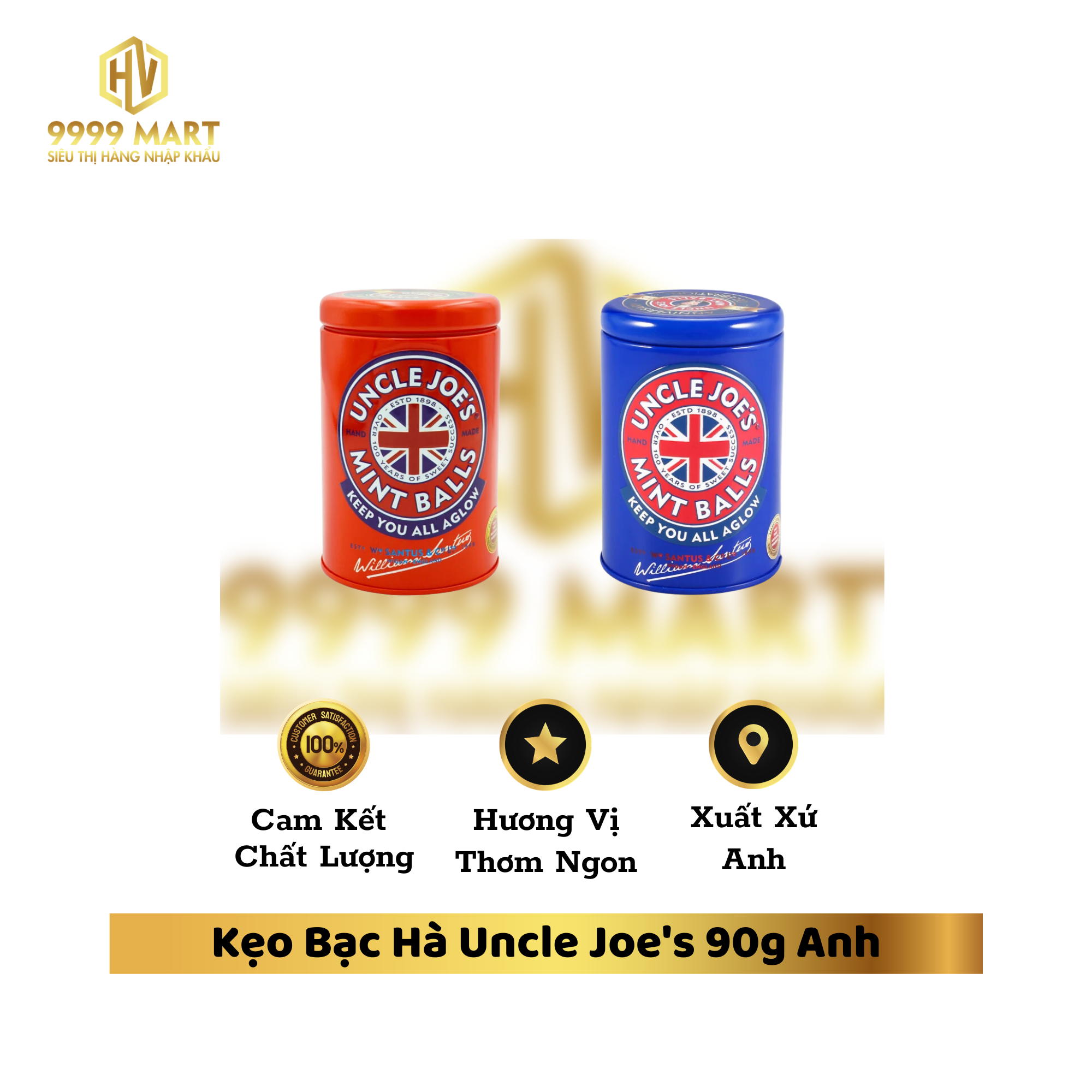 Kẹo Bạc Hà Uncle Joe's 90g Anh