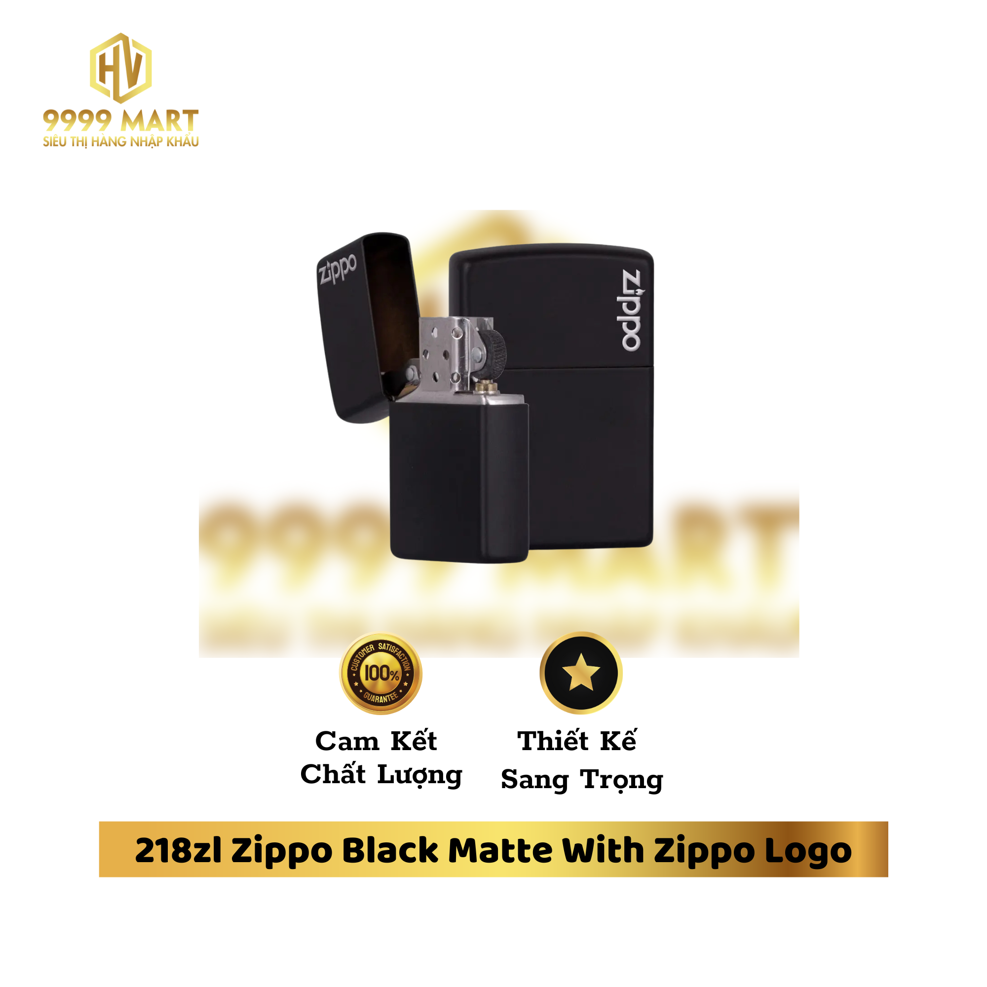 218zl Zippo Black Matte With Zippo Logo