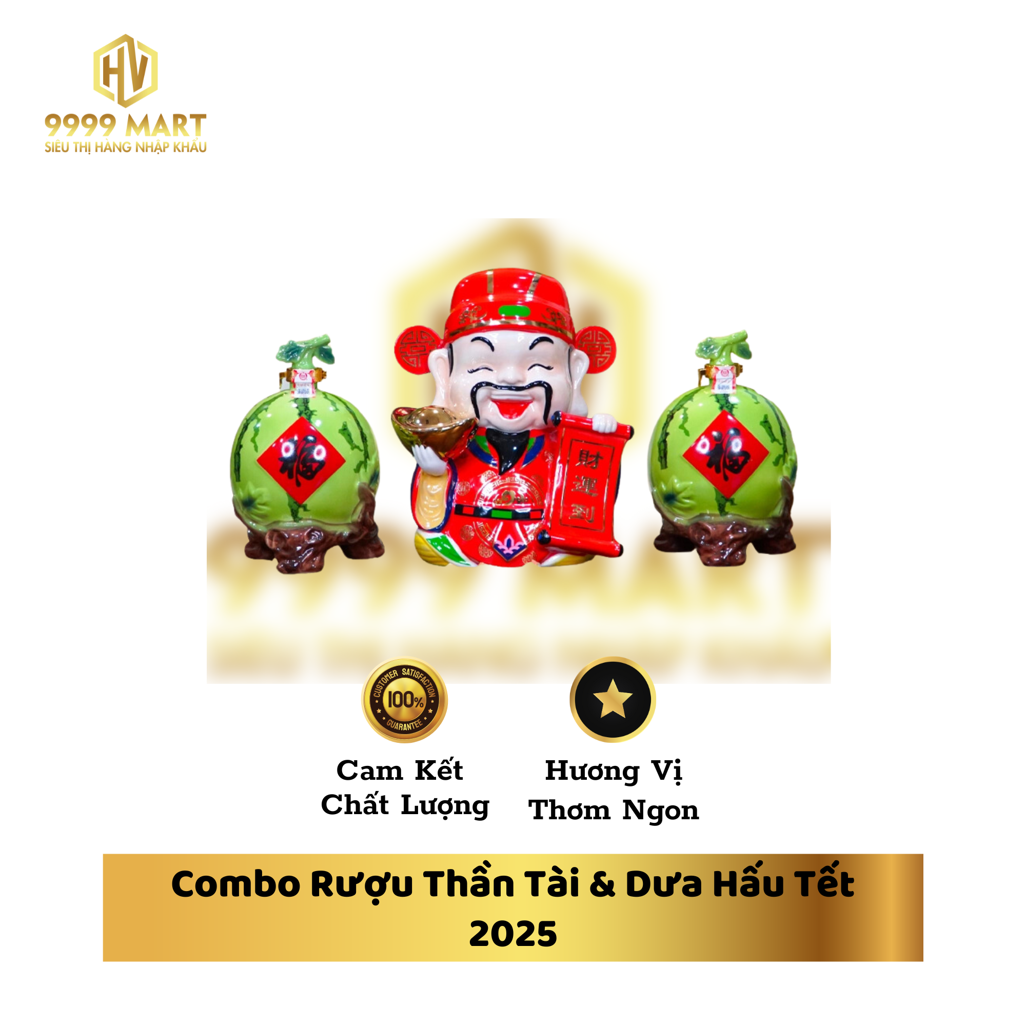 Combo Rượu Thần Tài & Dưa Hấu Tết 2025