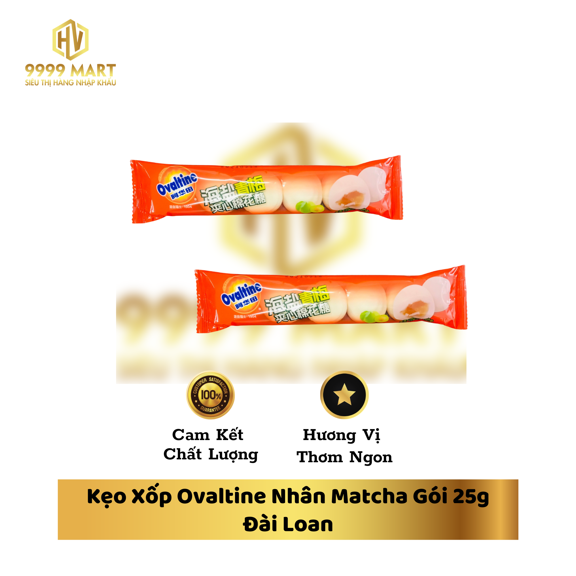 Kẹo Xốp Ovaltine Nhân Matcha Gói 25g Đài Loan