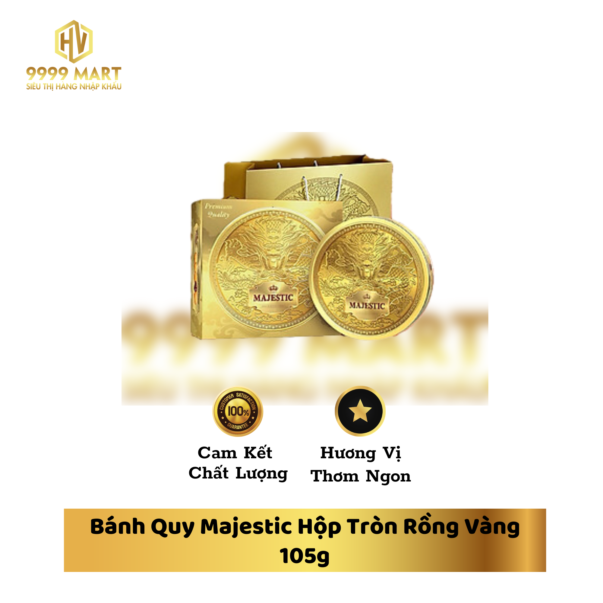 Bánh Quy Majestic Hộp Tròn Rồng Vàng 105g