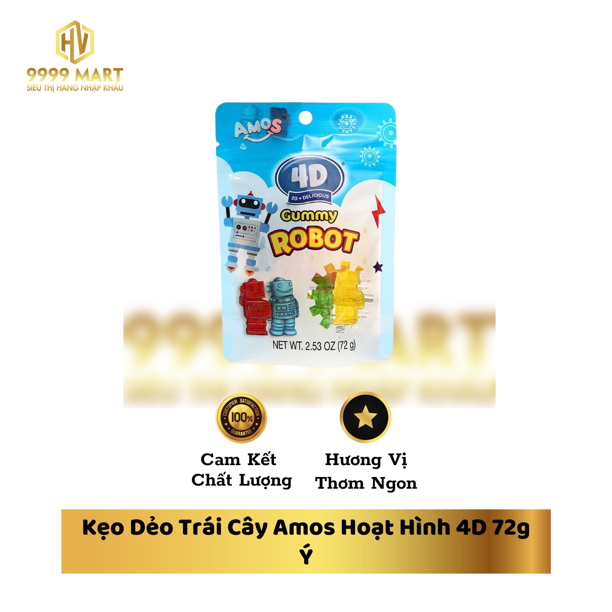 Kẹo Dẻo Trái Cây Amos Hoạt Hình 4D 72g Ý