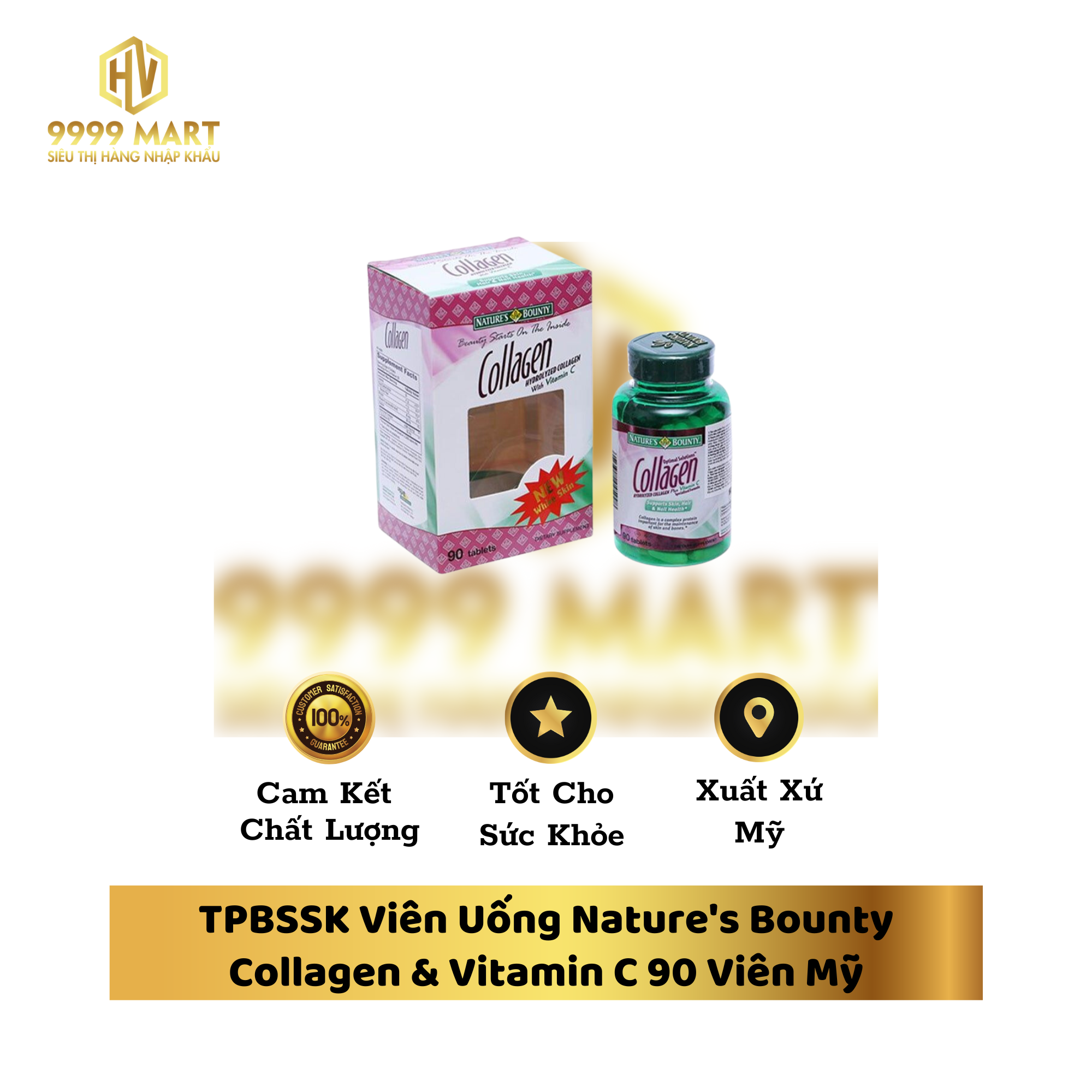 TPBSSK Viên Uống Nature's Bounty Collagen & Vitamin C 90 Viên Mỹ