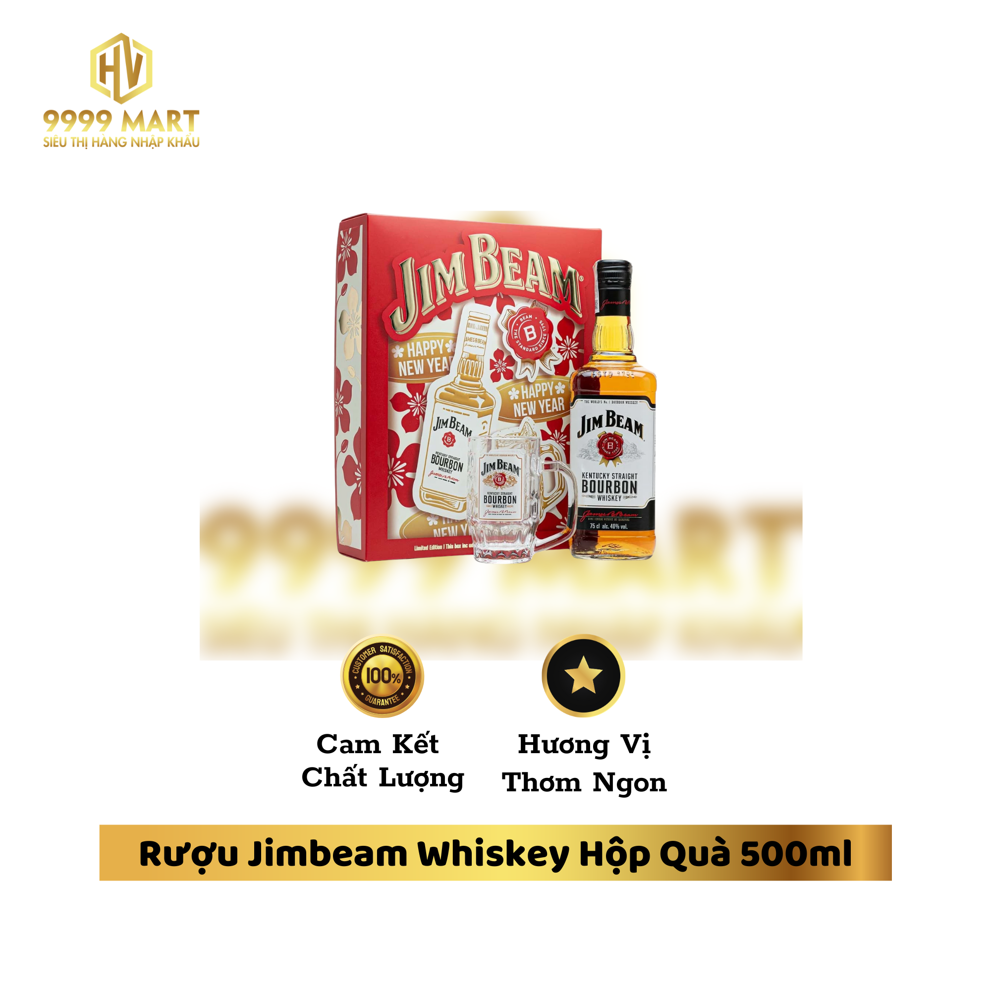 Rượu Jimbeam Whiskey Hộp Quà 500ml