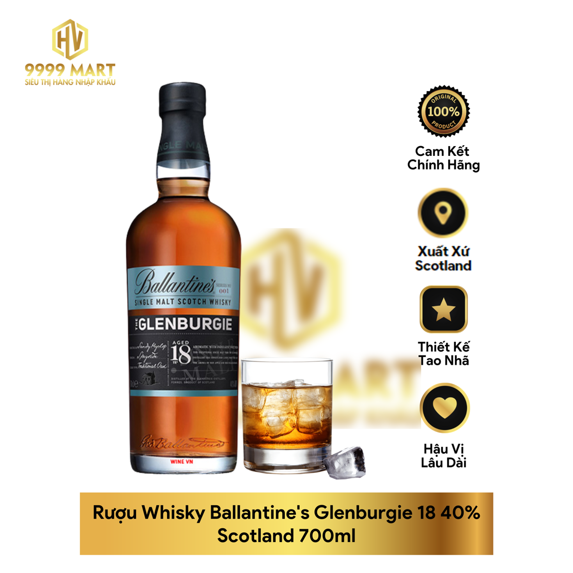 Rượu Whisky Ballantine's Glenburgie 18 40% Scotland 700ml