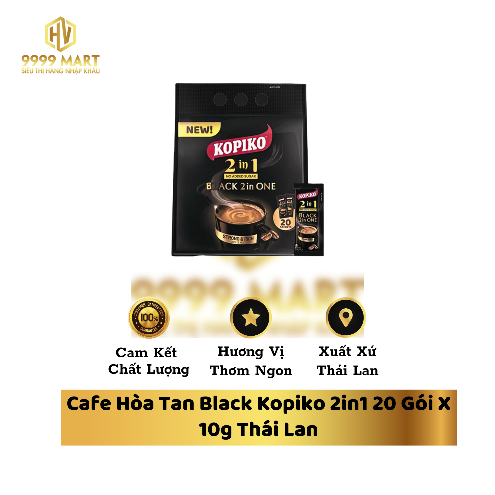 Cafe Hòa Tan Black Kopiko 2in1 20 Gói X 10g Thái Lan