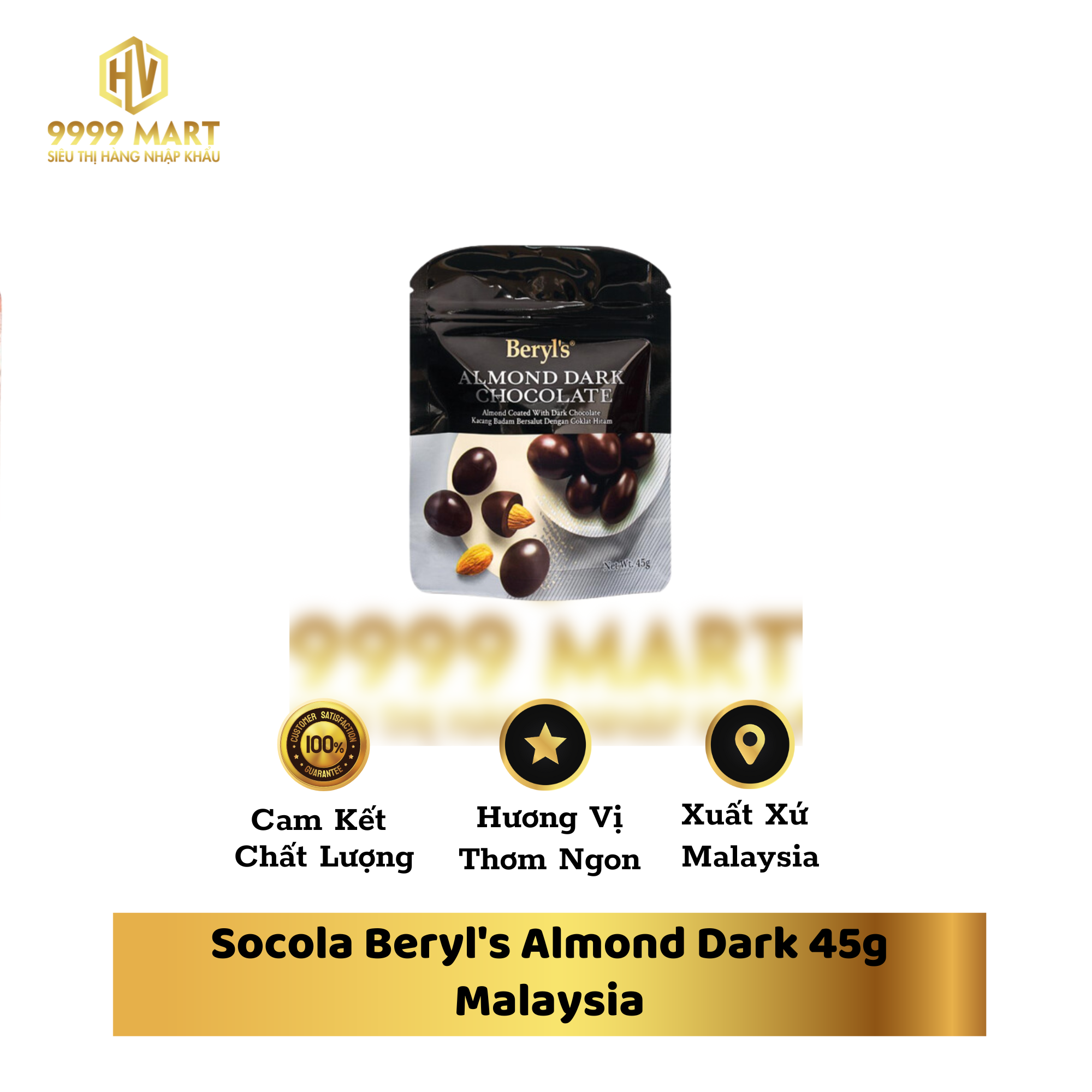 Socola Beryl's Almond Dark 45g Malaysia