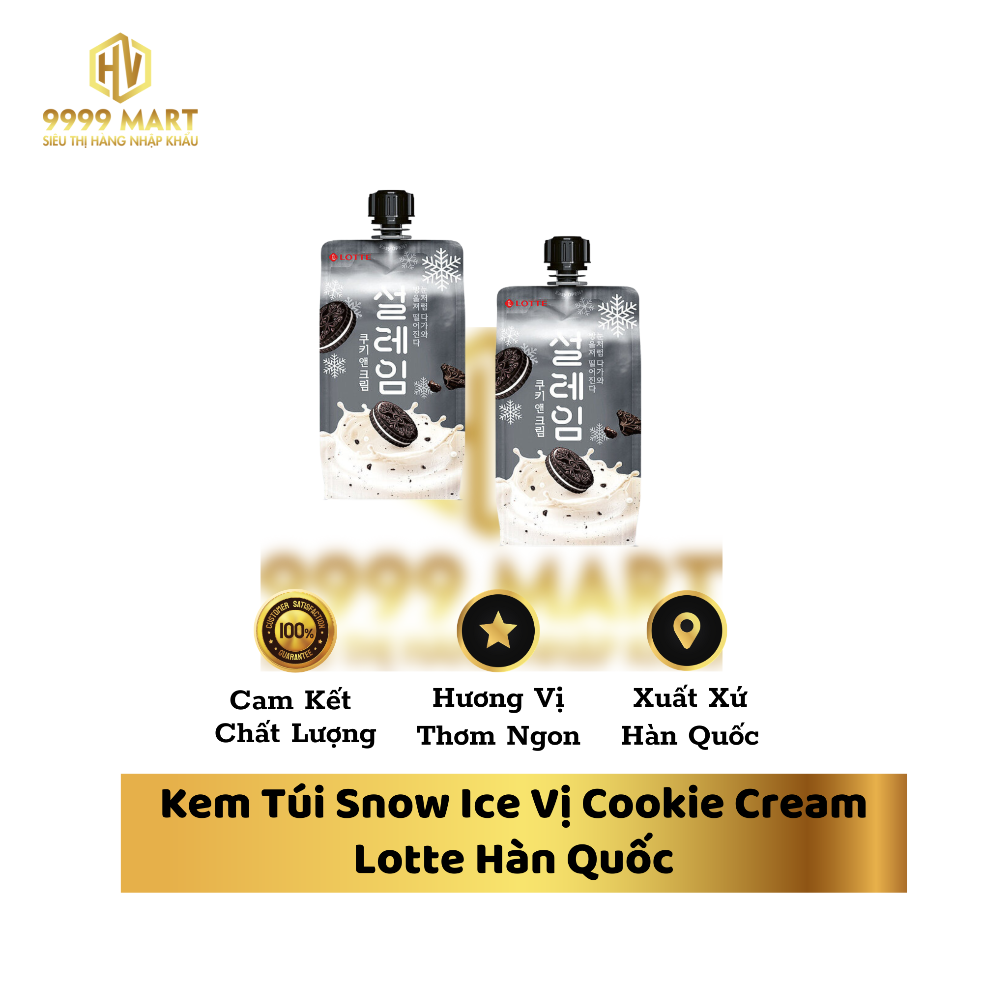 Kem Túi Snow Ice Vị Cookie Cream Lotte Hàn Quốc