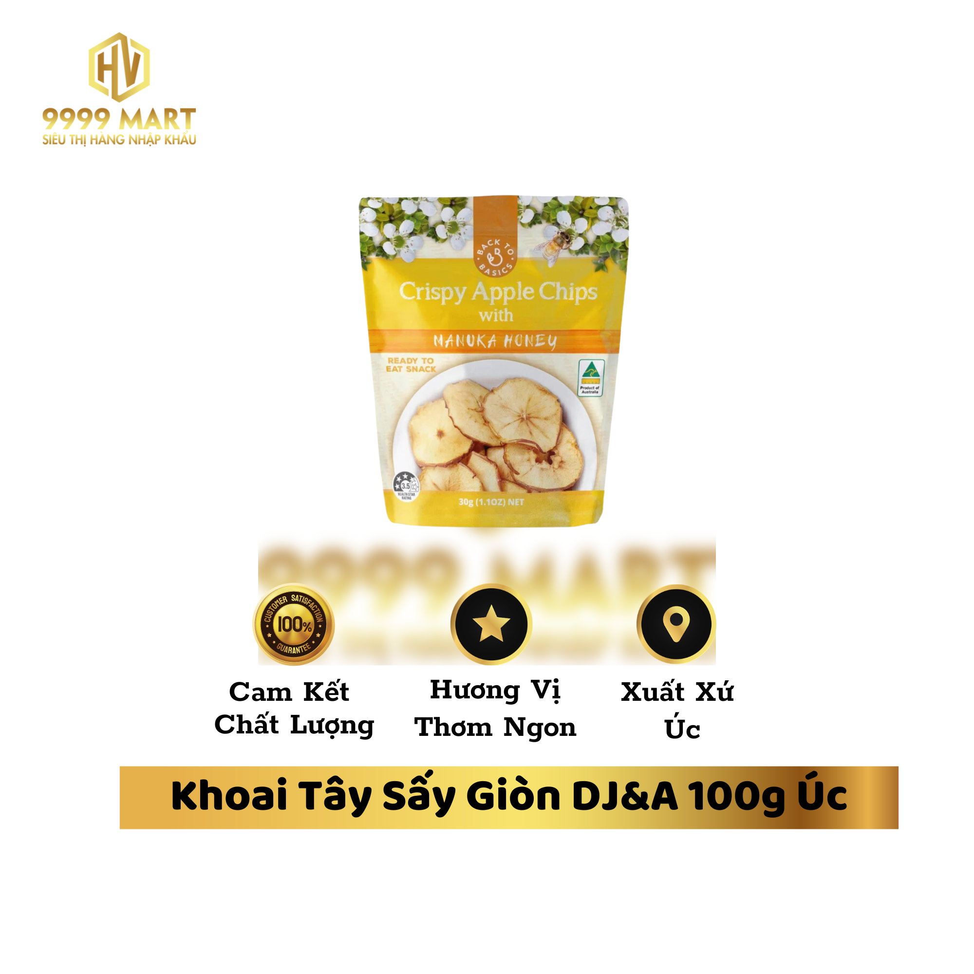 Táo Cắt Lát Sấy Giòn Tẩm Mật Ong DJ&A 30g Úc