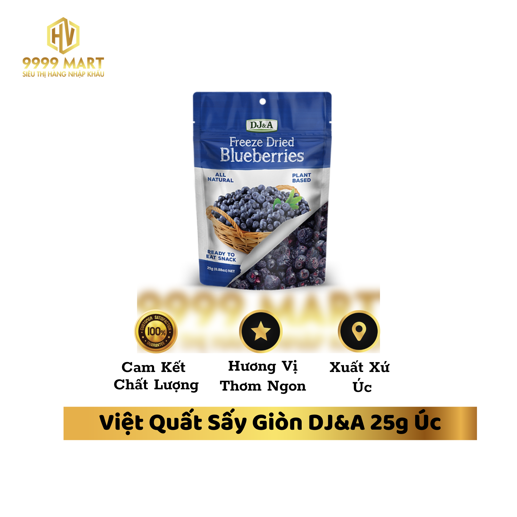 Việt Quất Sấy Giòn DJ&A 25g Úc