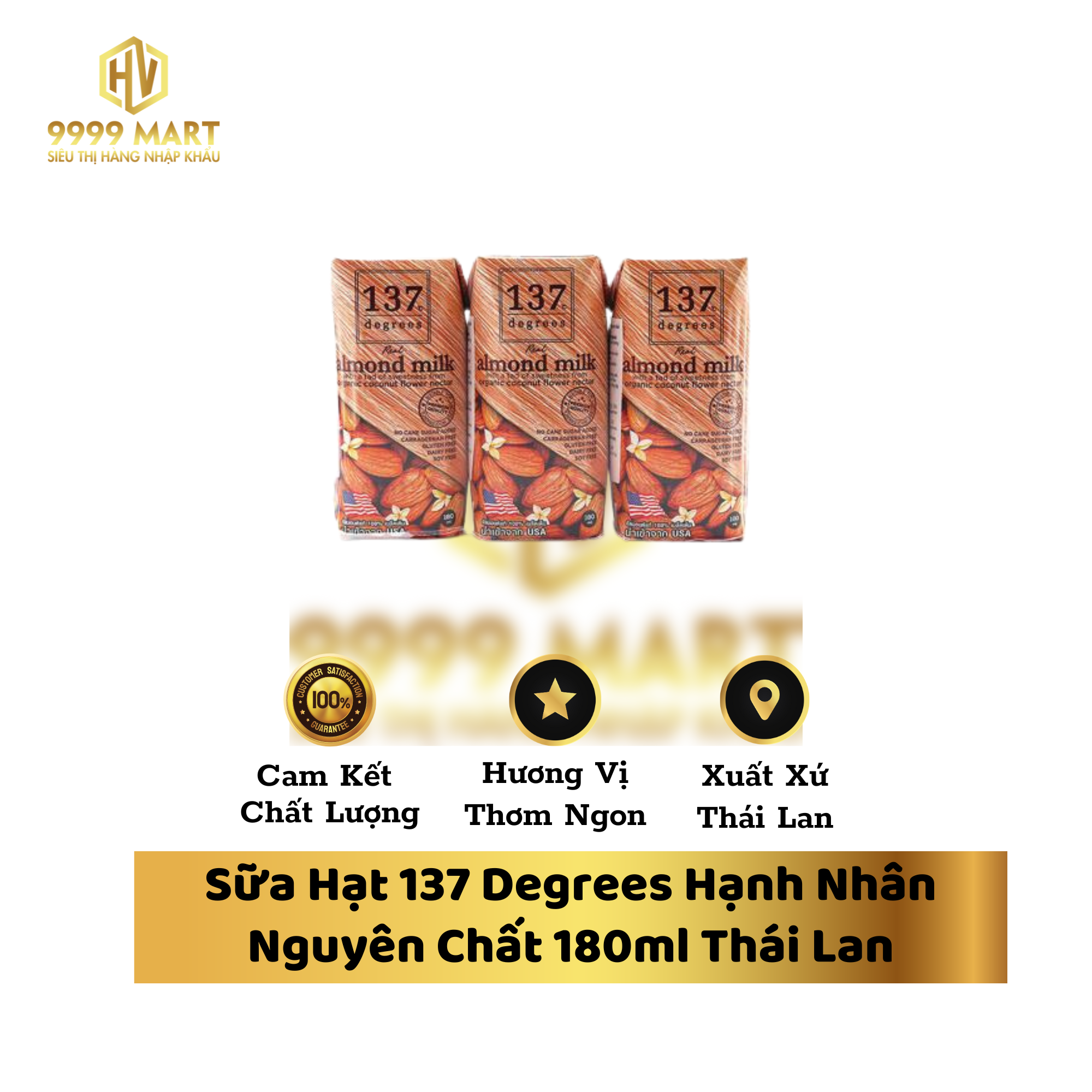 Sữa Hạt 137 Degrees Hạnh Nhân Nguyên Chất 180ml Thái Lan